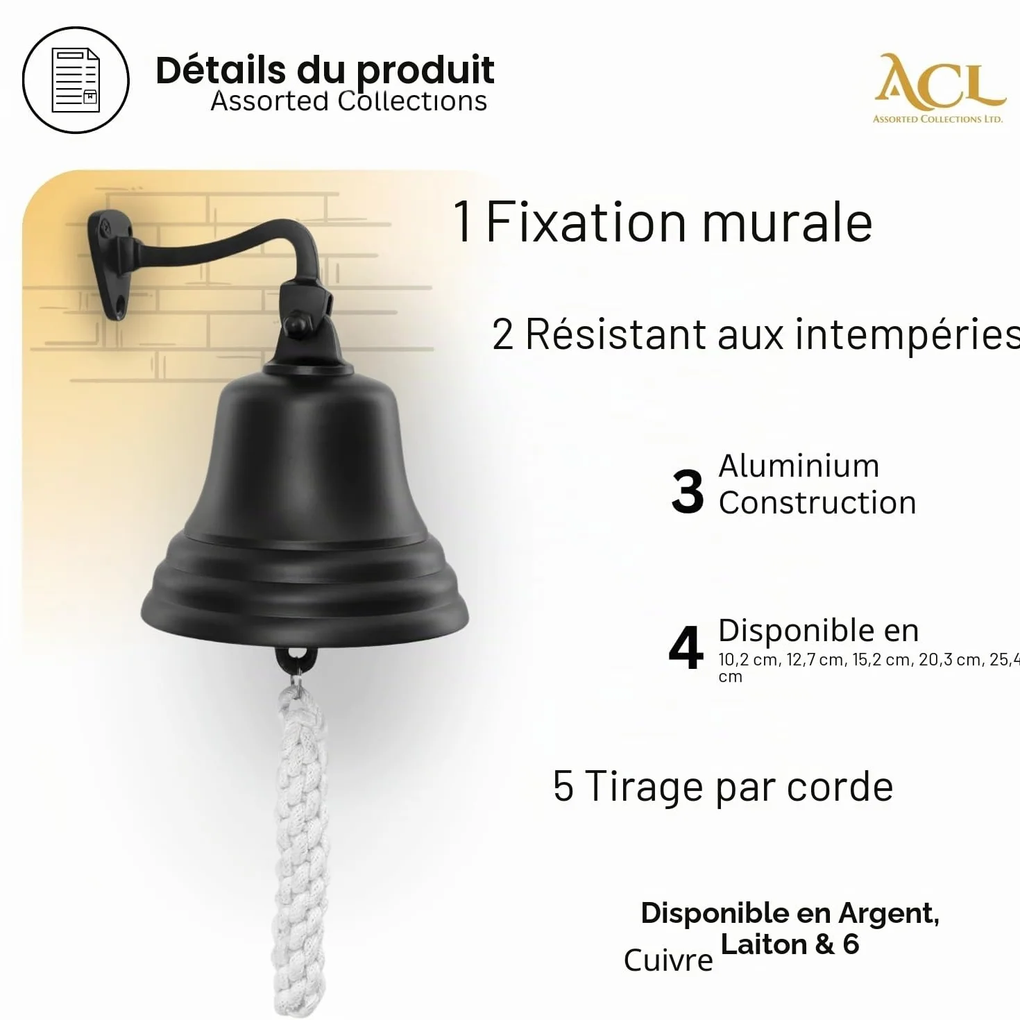 Cloche à Main Noire pour Bar | Décoration Murale Nautique 4 Pouces Son Puissant