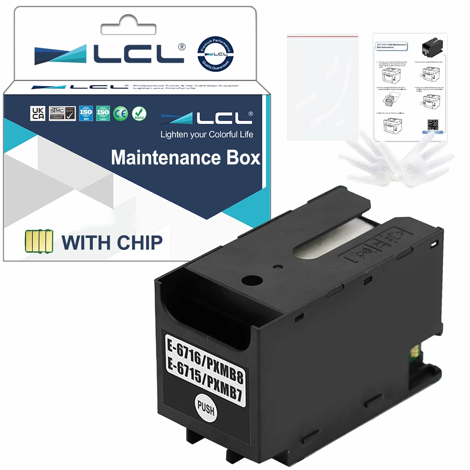 LCL T6715 C13T671500 zamiennik pudełka konserwacyjnego do Epson Workforce Pro WF-4720DWF WF-4725DWF WF-4730DTWF WF-4730DWF WF-4740DTWF WF-4740DWF (1-pak)