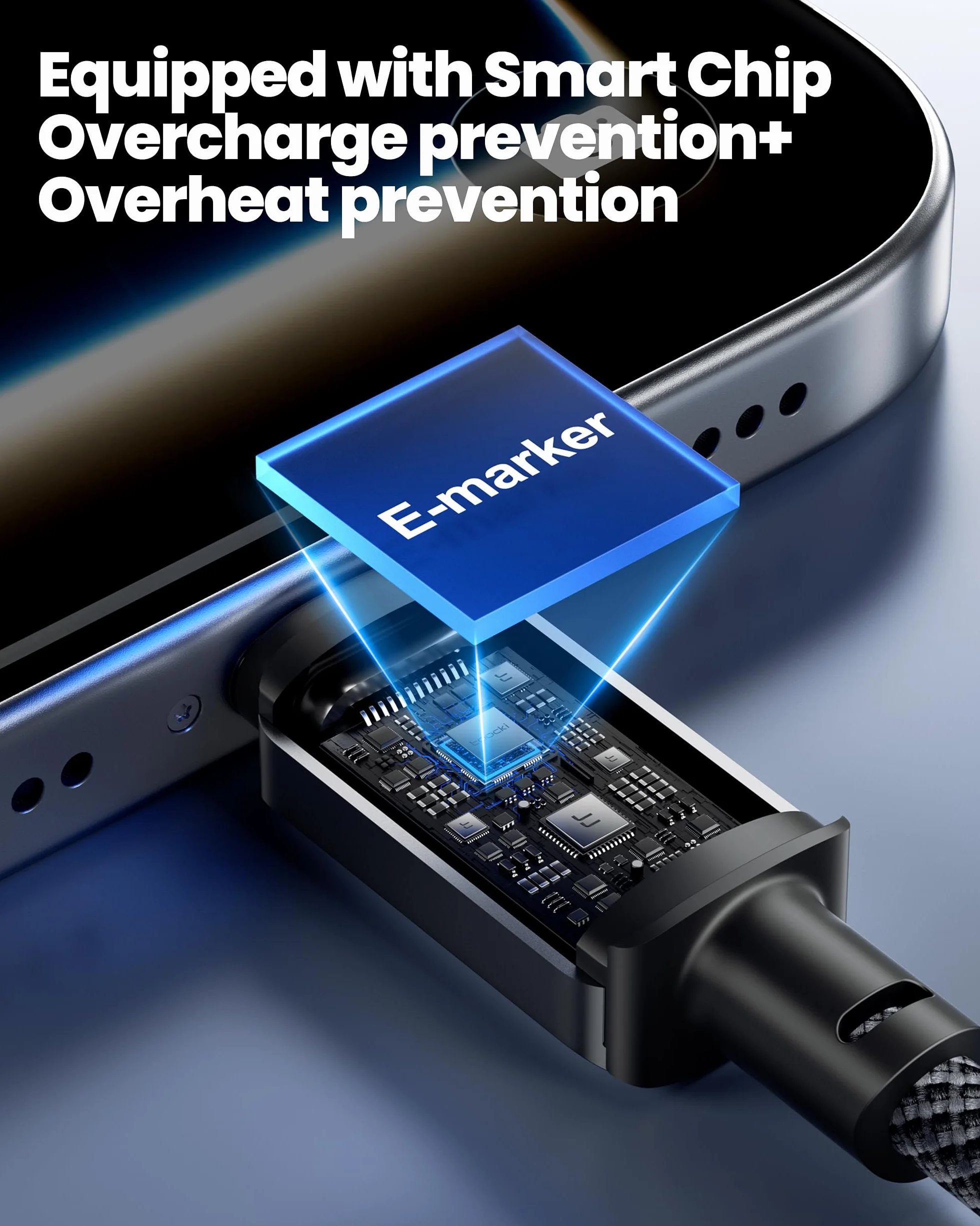 Toocki Kabel USB-C PD 100W 2M, Przewodnik Wietrzny z RGB, 480Mbps Przesyłanie, Odporny na Złamanie, Kompatybilny z iPhone17/Galaxy S25/Laptopami