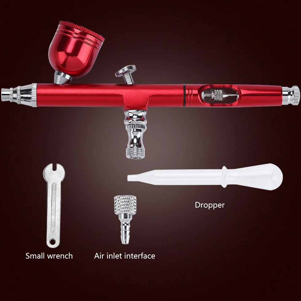 Kit aérographe 0.3 mm double action alimentation par gravité 2 couleurs pour peinture artisanat modèle