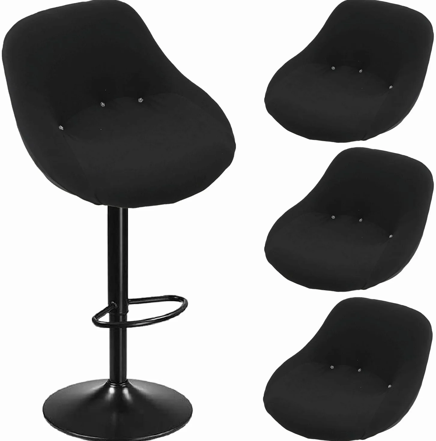 Housse Tabouret de Bar avec Dossier Lot de 2/4/1 Extensible Incurvé Couverture de Tabouret de Bar Tabourets Hauts pour Bar/Cuisine/Salle à Manger (H22, 4PCS)