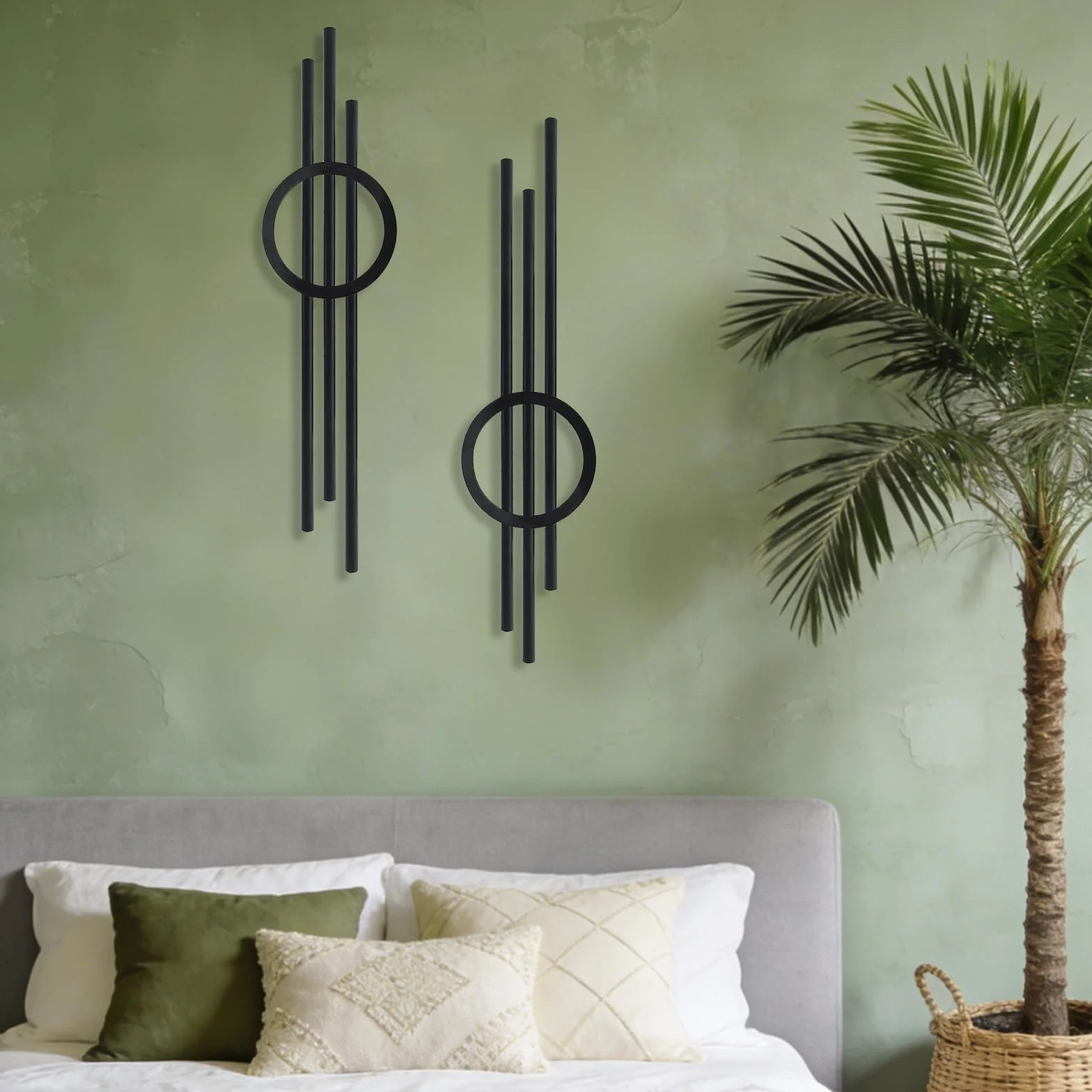 YiYa décoration murale en métal géométrique noir 2 pièces pour salon chambre