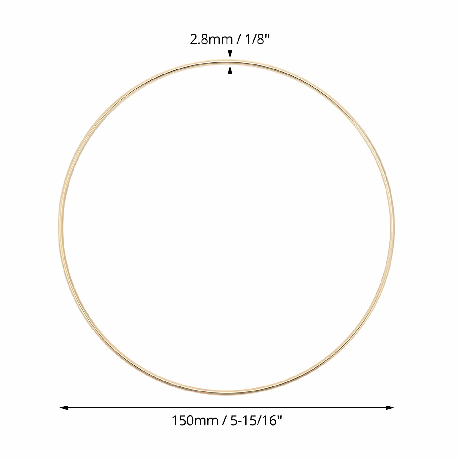 QWORK® 10 Anneaux en métal doré 15 cm pour travaux manuels - Bricolage, Attrape-rêves, Décorations