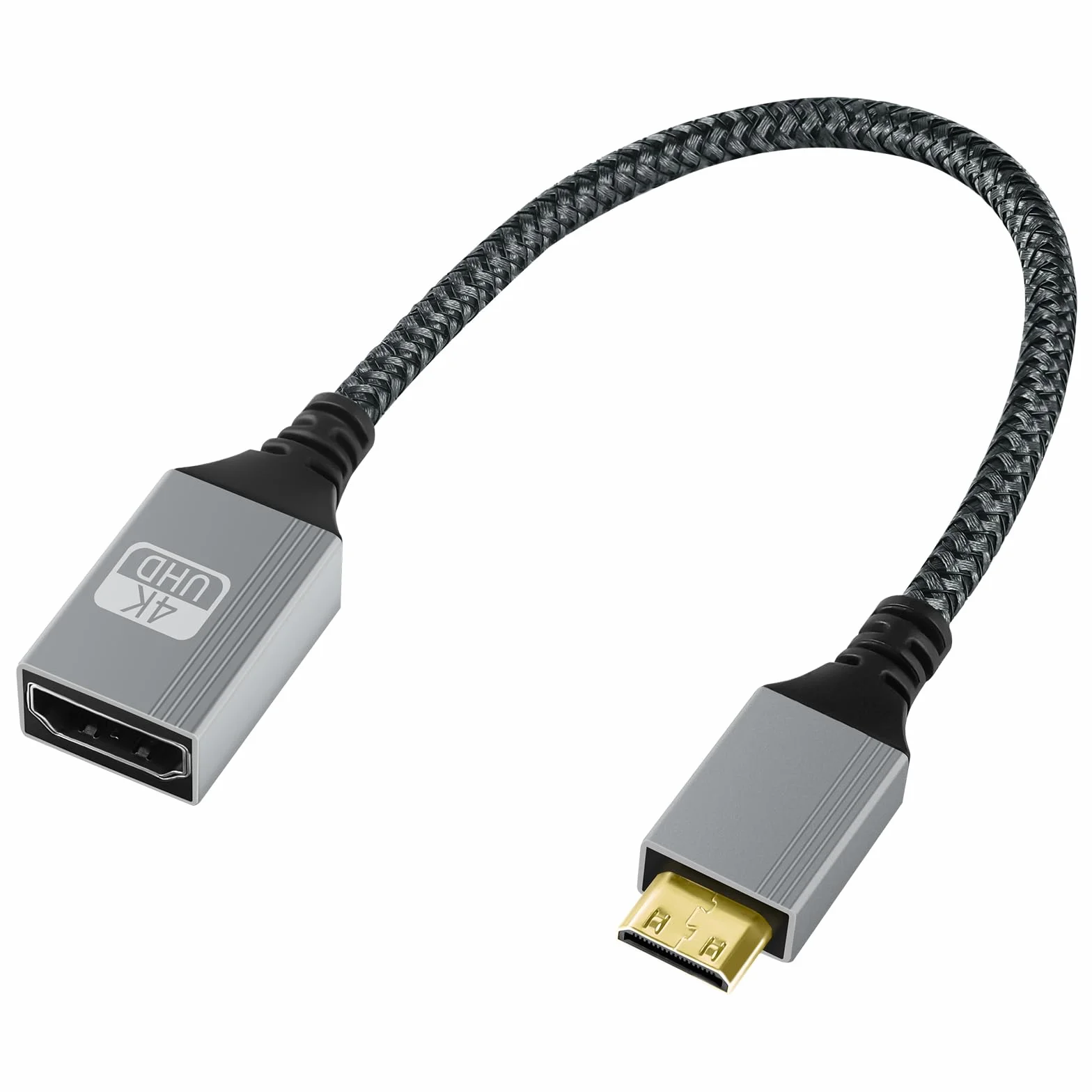 AXFEE Adapter Mini HDMI na HDMI, 4K 60 Hz MiniHDMI wtyczka na gniazdo, adapter mini HDMI, kompatybilny z DSLR, kamerą, laptopem, tabletem, HDTV, projektorem 20 cm