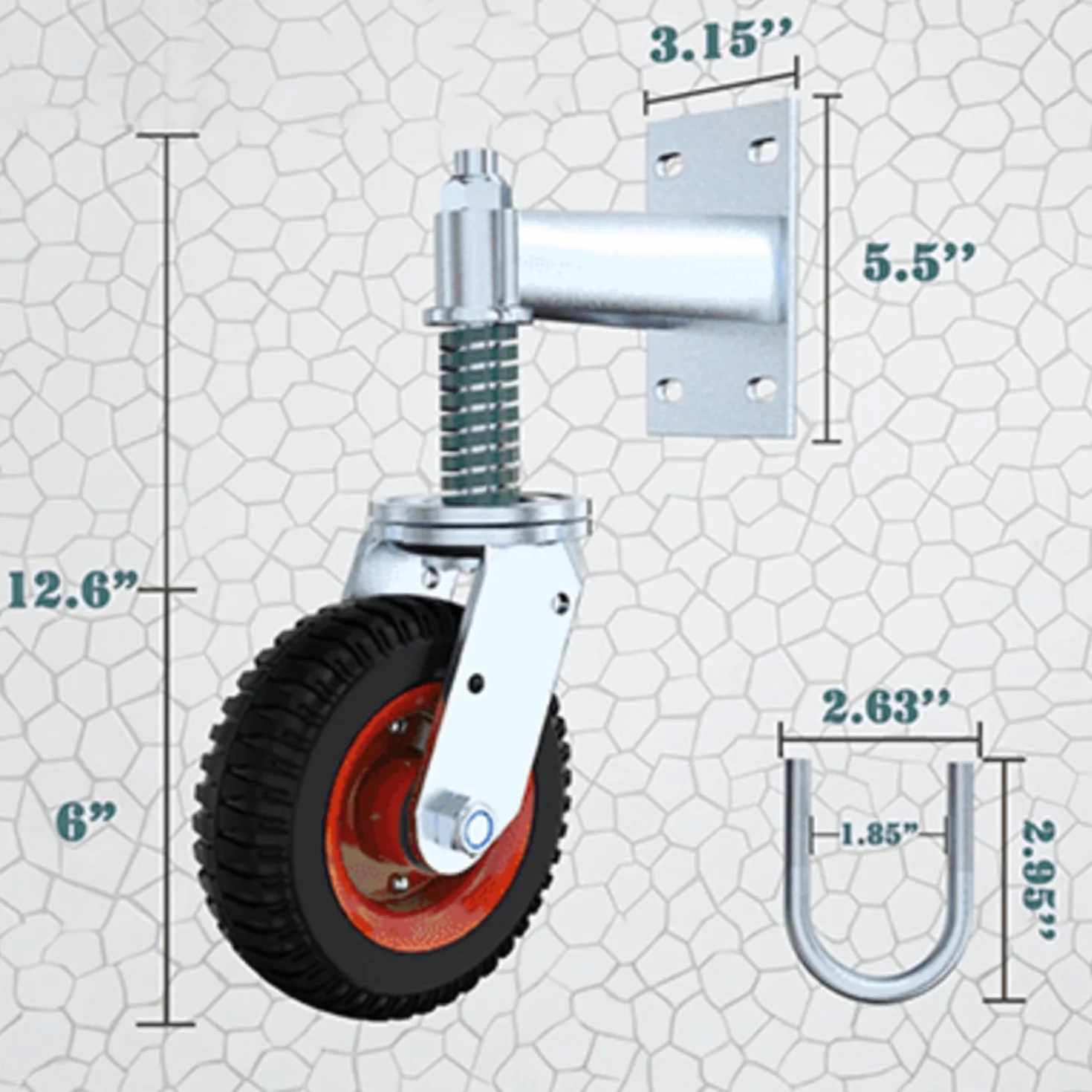 Roues De Portail Lourd Avec Ressorts Amortisseurs,6 pouces Roulette De Portail,600lb Roulette Porte Coulissante Avec Clé Et Vis Pivotantes à 360°,En Caoutchouc Et Acier,Pour Portes En Bois Et En Métal