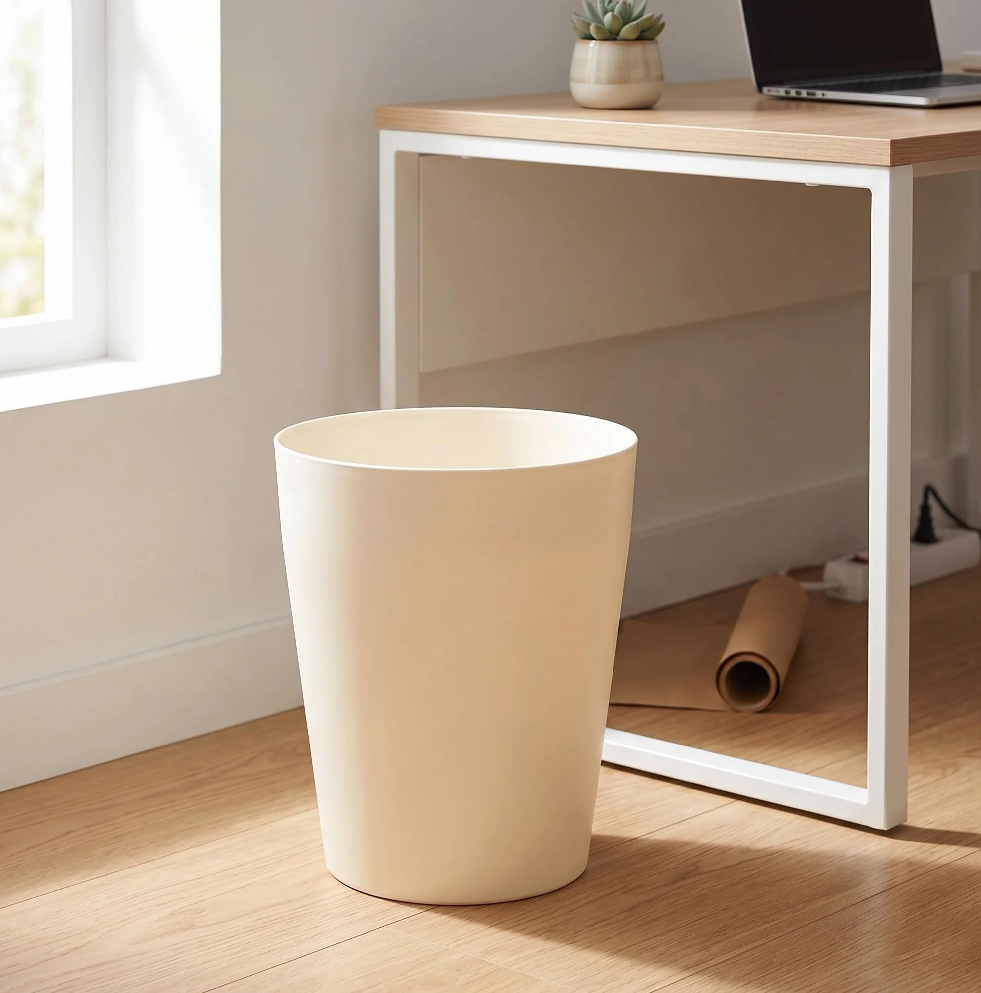 Poubelle en plastique 12 L Rose 26,5 cm pour chambre bureau cuisine