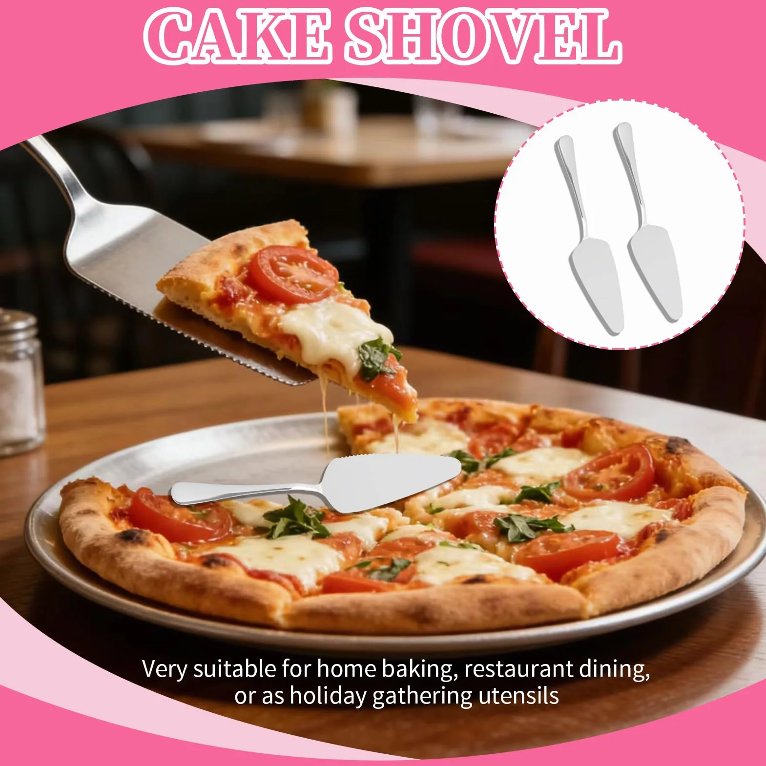 Pelle à Tarte en Acier Inoxydable 23 cm, Pelle a Gateau Inox, Lavable Lave-vaisselle