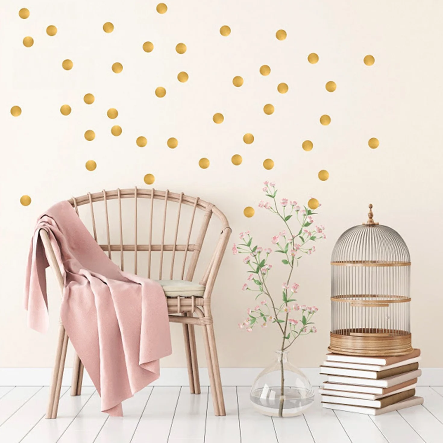 Autocollants Muraux Ronds Doré POIS - Stickers Déco Enfant Chambre Bébé Garçon Fille Crèche Meubles