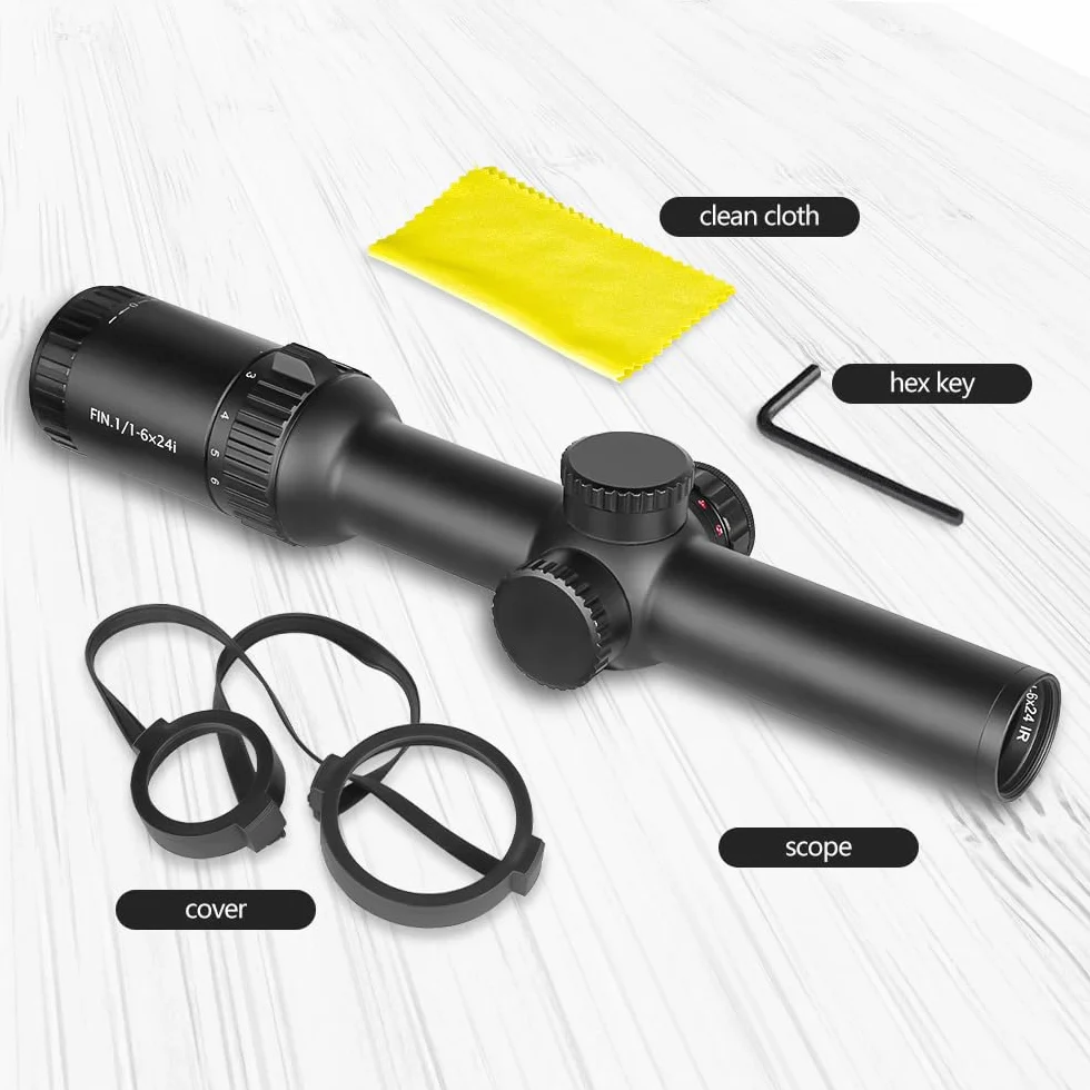 SPINA OPTICS Luneta taktyczna 1-6x24 LPVO luneta druga luneta ogniskowa czerwono-zielona podświetlana z przesuniętym mocowaniem lunety (z mocowaniem 301)