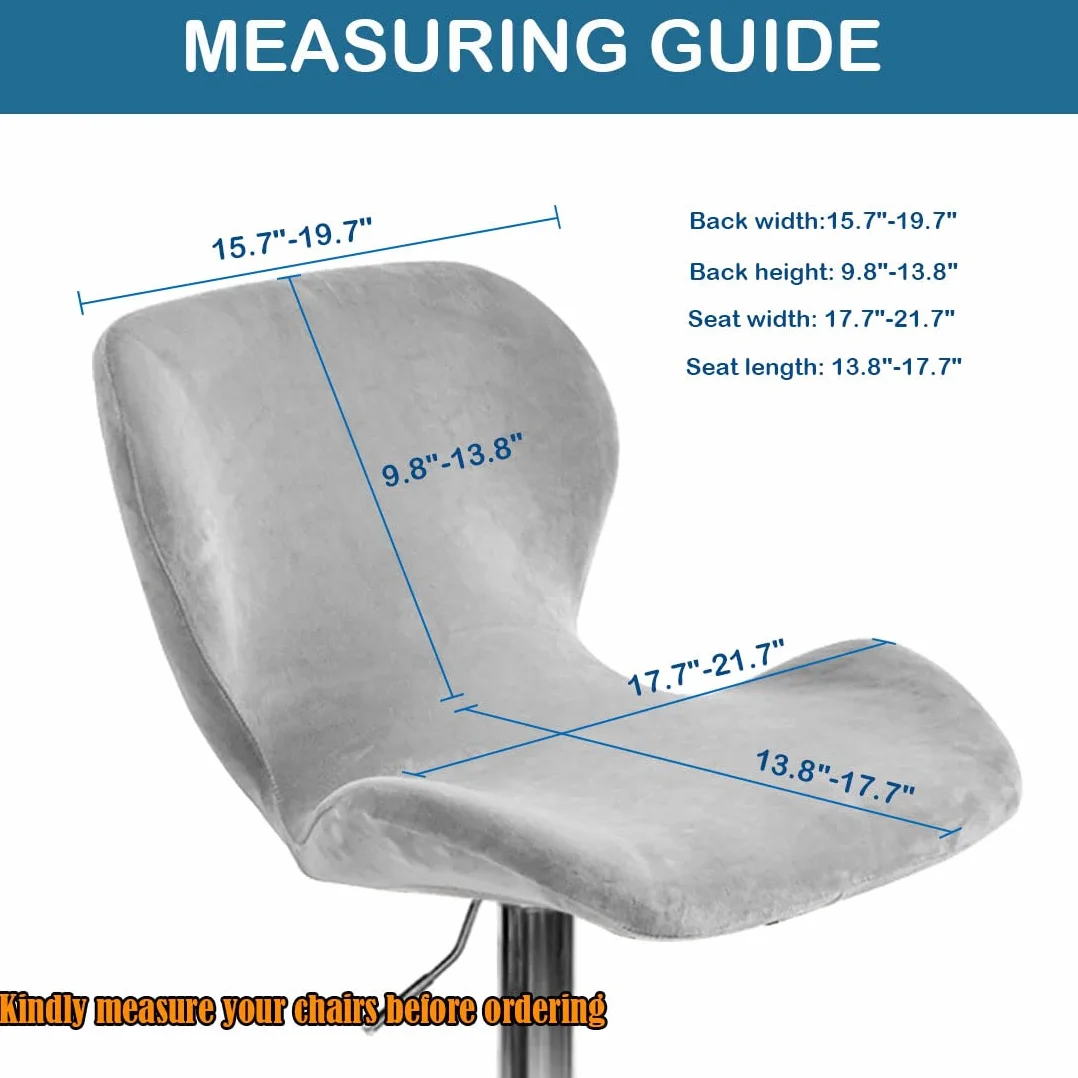 Levoberg Housse de Tabouret de Bar Incurvé Velours Extensible avec Dossier Élastique Gris foncé