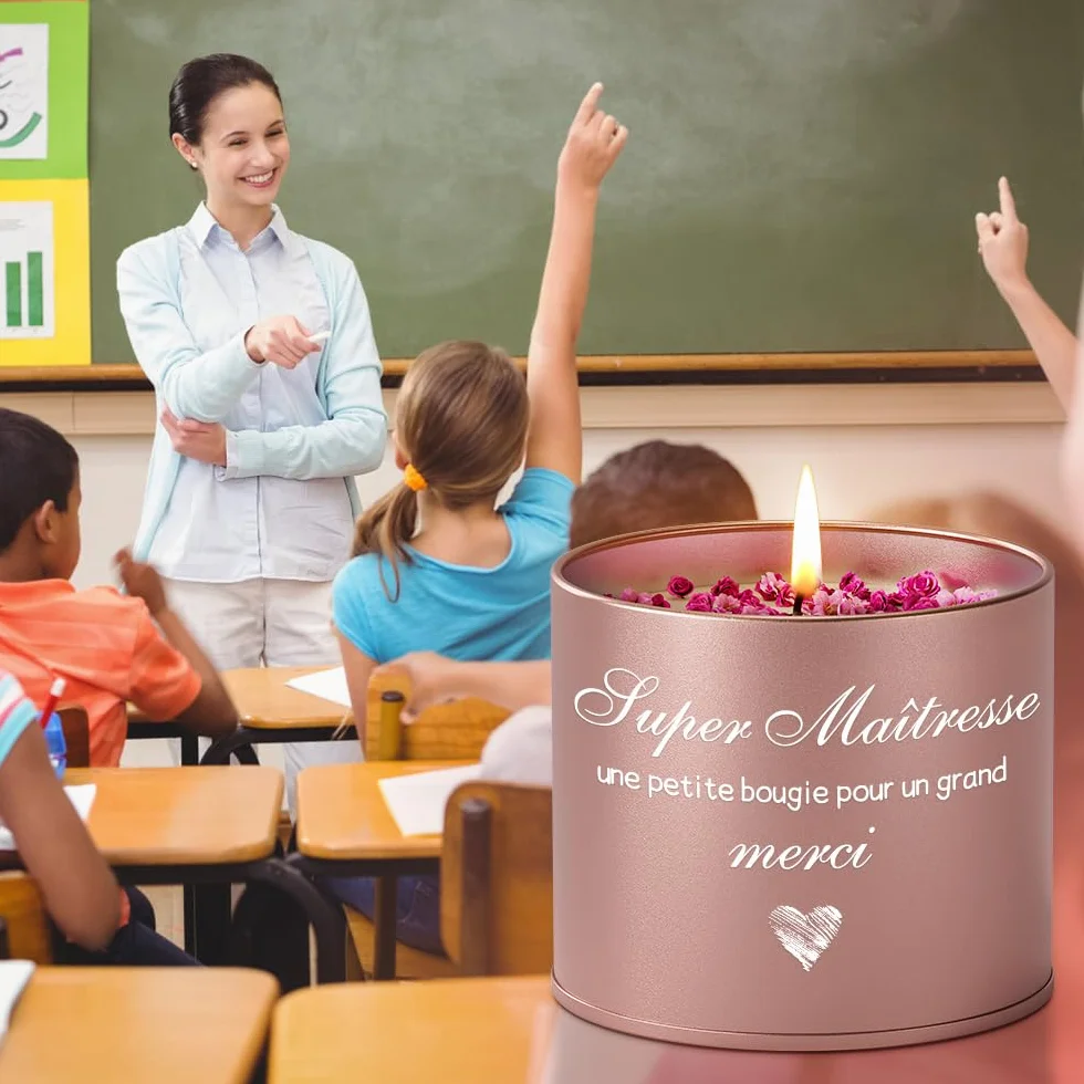 Bougie Parfumée à la Lavande KAAYEE 9oz Cadeau Maitresse D'école 50H Durée Merci Maîtresse