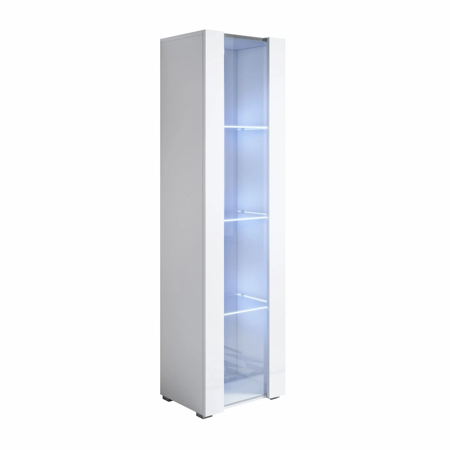 MB Muebles Bonitos, Vitrine avec Pieds 2 cm Luke V5 pour Salon ou Salle à Manger Moderne avec Lumière LED, Meuble Modulaire en Mélamine Brillante, Couleur Blanc, 40x167x29 cm