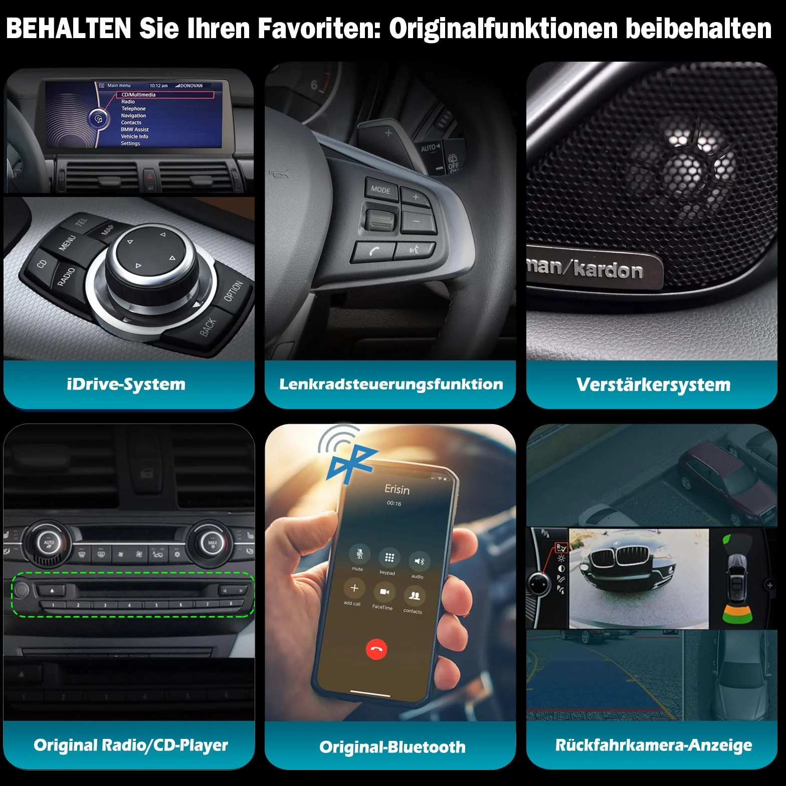 Erisin 12,3" Qualcomm 8 rdzeni 8 GB + 128 GB Android 14 radio samochodowe GPS nawigacja do BMW X5 E70 BMW X6 E71 CIC obsługuje IPS OEM iDrive CanBus Bluetooth 5.1, bezprzewodowy CarPlay Android Auto