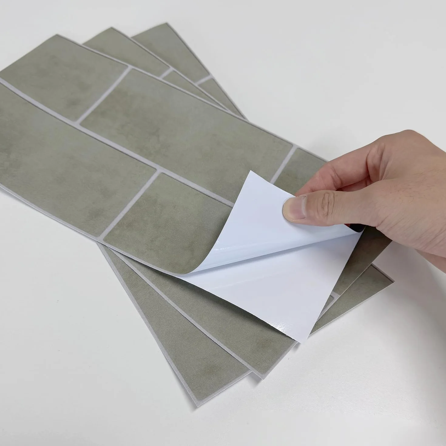 Neukids Autocollants pour carreaux vert sauge, autocollants autoadhésifs pour dosserets cuisine salle de bain