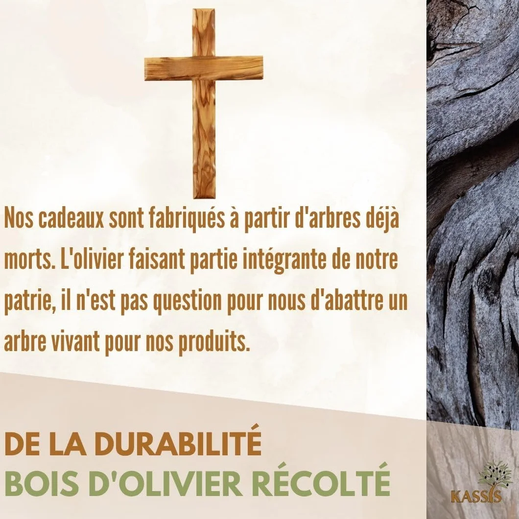 Croix murale en bois d'olivier 12 x 8 cm – Décoration pour confirmation, baptême