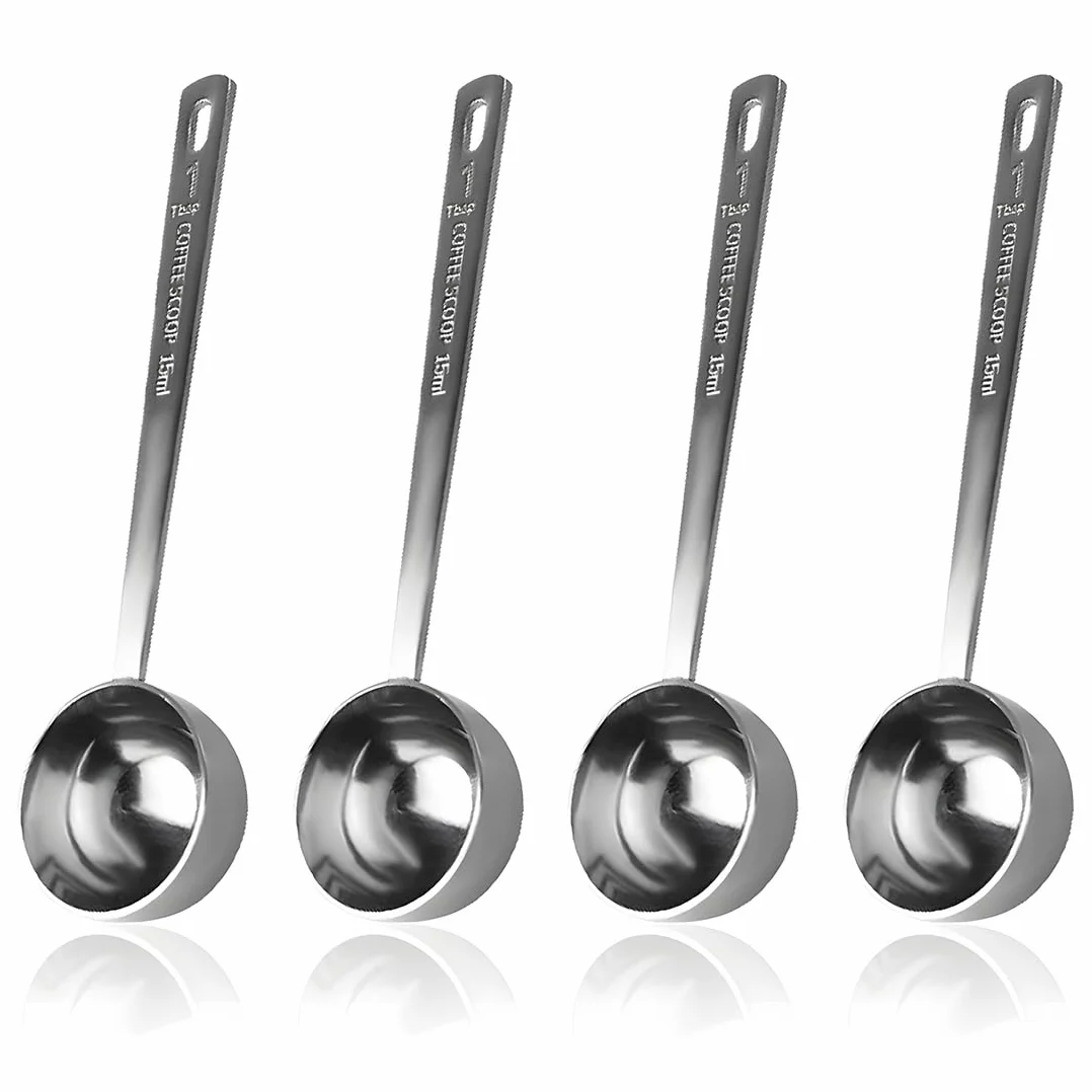 Cuillère Doseuse 15ml 4 Pièces Acier Inoxydable pour Café Moulu, Épices, Poudres, Liquides