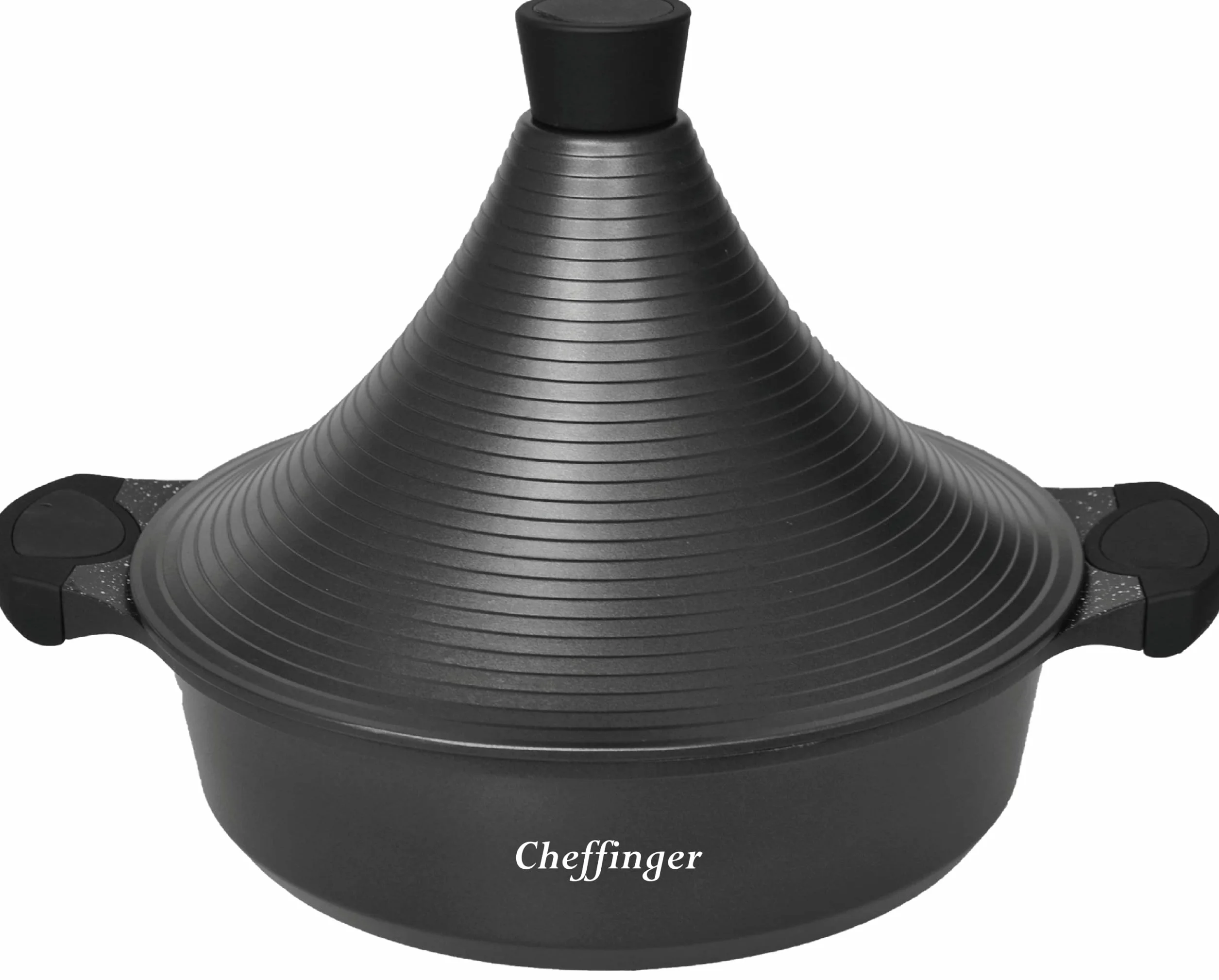 Cheffinger Tajine en fonte d'aluminium - Diamètre : 28 cm - Cuit-vapeur - Noir - CF-TAJ28