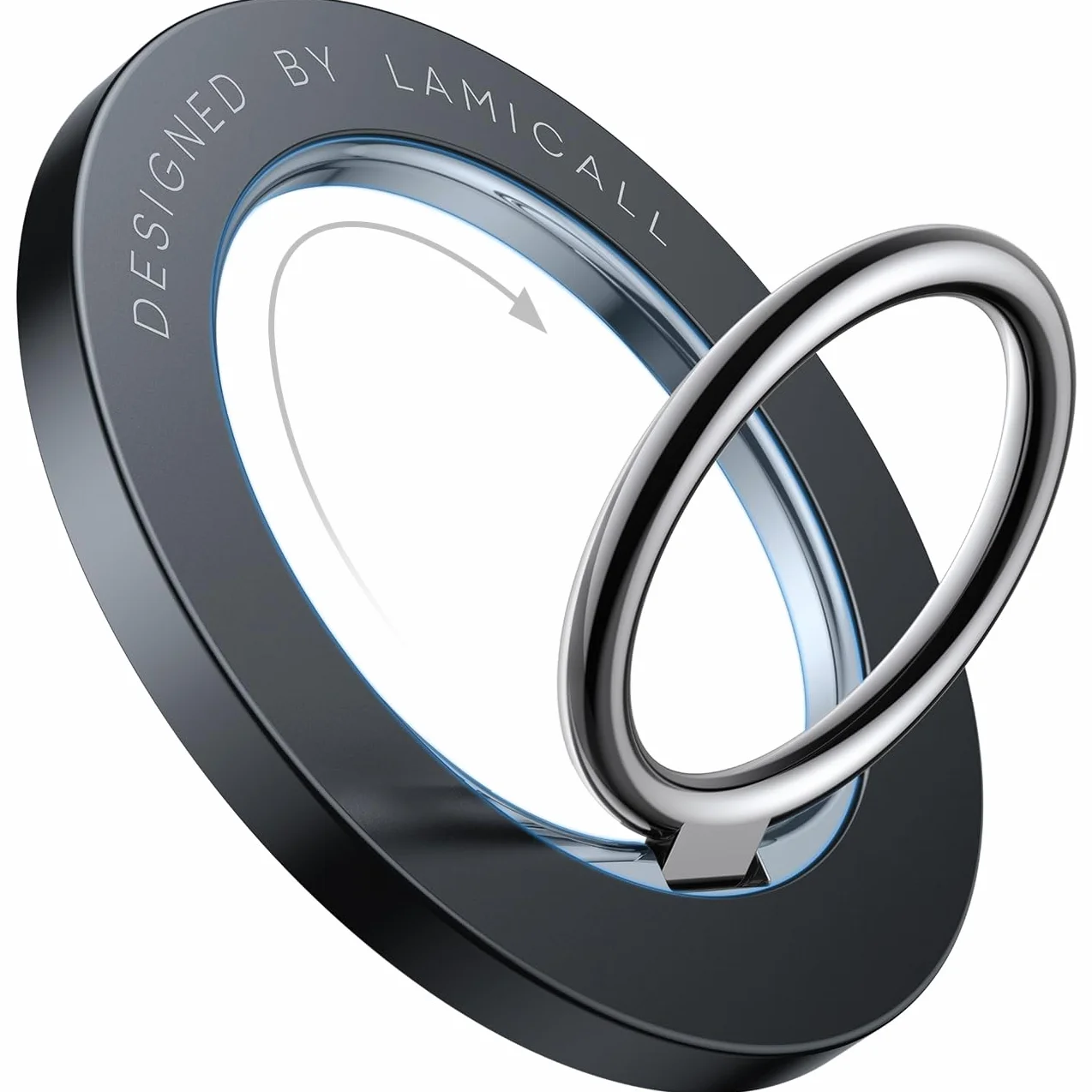 Magnetyczny Pierścień Uchwyt dla Telefonu na Mag-Safe - Lamicall obracalny o 360°uchwyt telefonu [Zdejmowalny i bezprzewodowo ładowalny] dla iPhone 16 15 14 13 12 Series, Inne z Płatą Żelazną -Czarny
