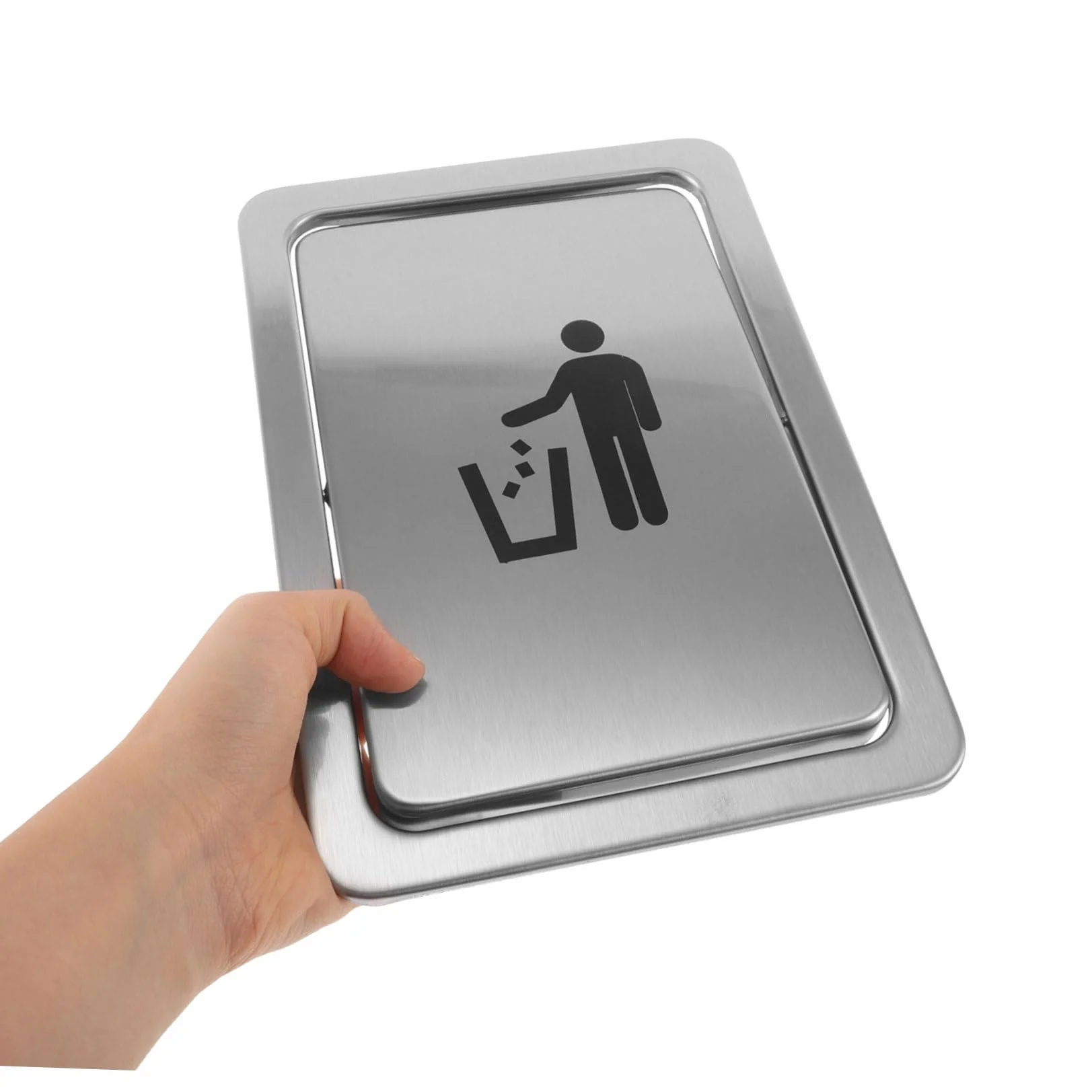 BESTYASH Couvercle de Poubelle Encastré Acier Inoxydable Couvercle de Trappe pour Chute de Déchets sur Plan de Travail Étanchéité Renforcée avec Étiquette Visible Adapté Aux Découpes pour