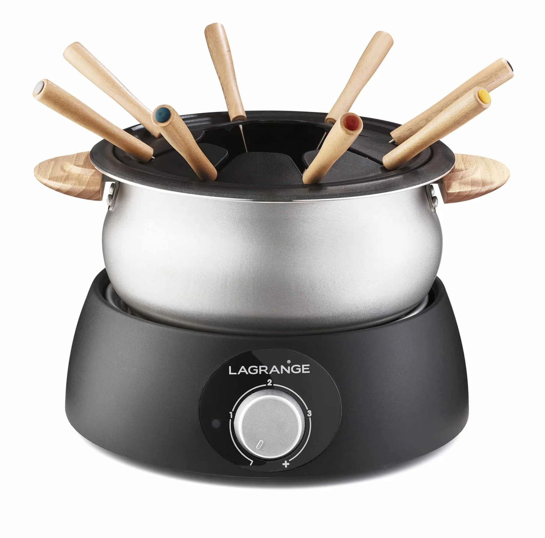 LAGRANGE, Appareil à fondue électrique 8 personnes, 1,5 L, fabrication française, pour tous types de fondues, thermostat réglable, poignées en bois, 900W, 349015