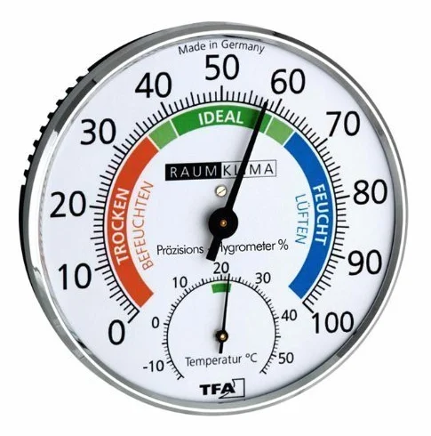 TFA 45.2030 Klimatest Hygromètre de précision à cheveux synthétique chrome