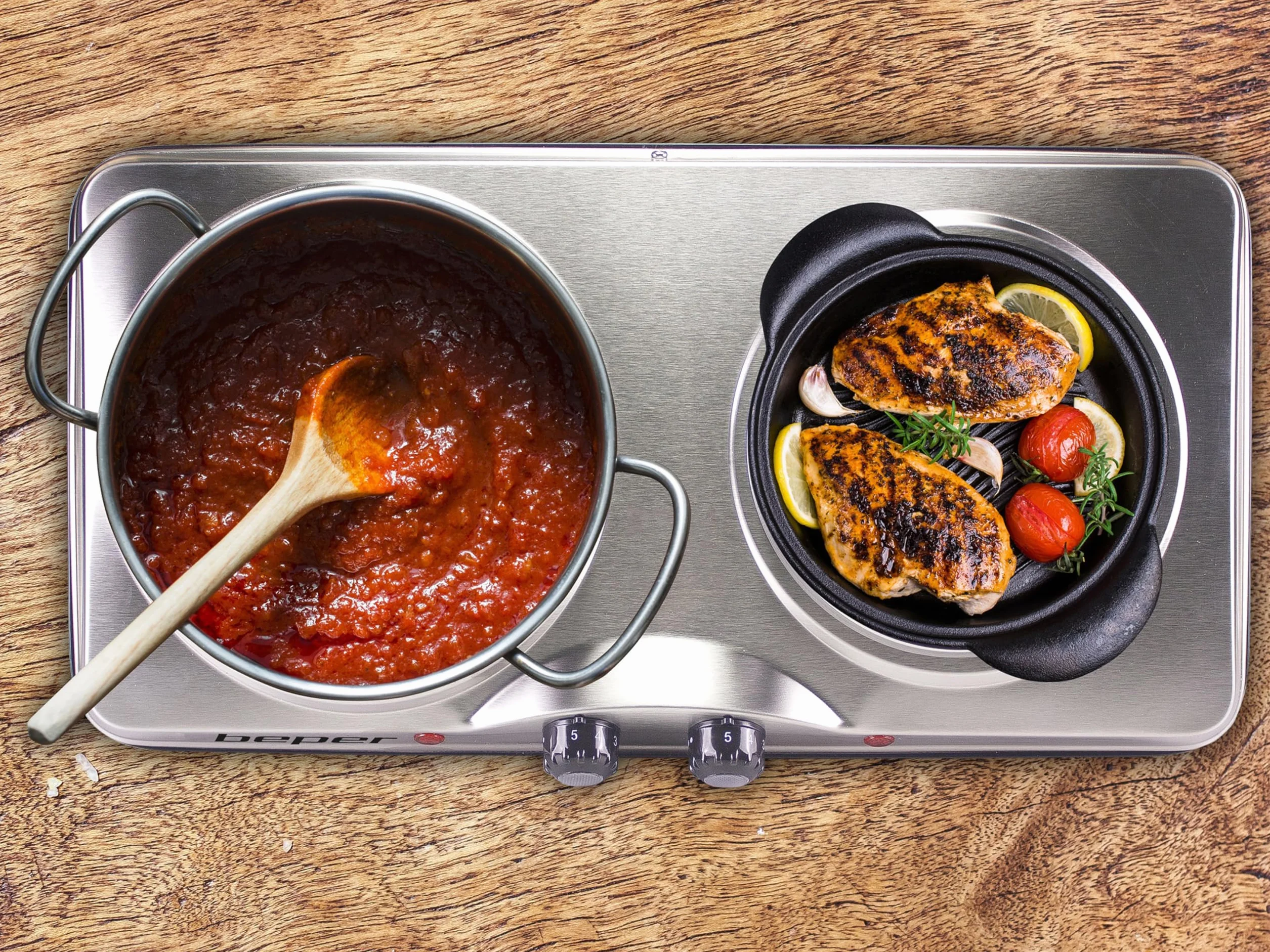 BEPER 90.825 Double Plaque de Cuisson Electrique, Argent, 1000 W