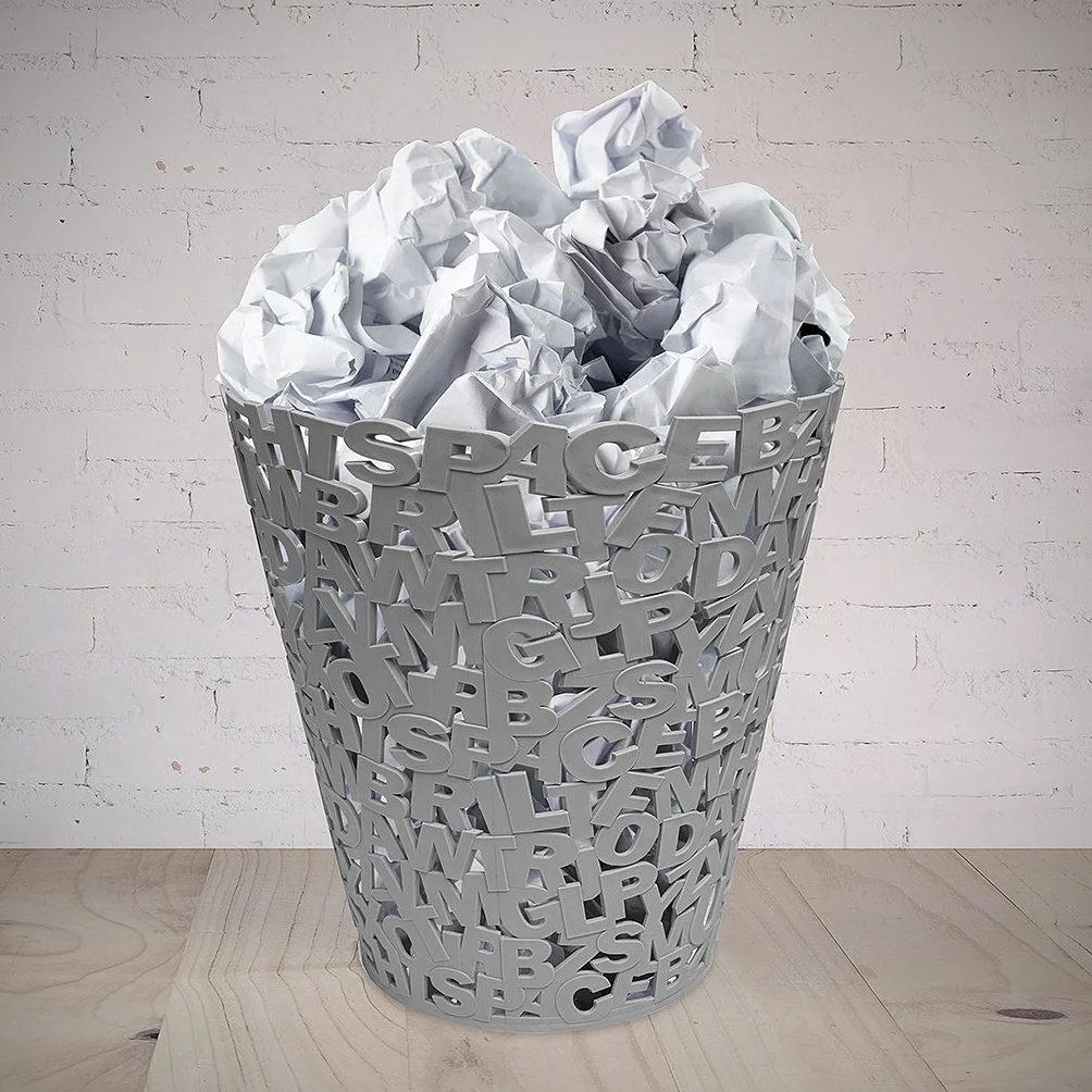 Balvi Corbeille à Papier Lettres Gris Plastique 30cm