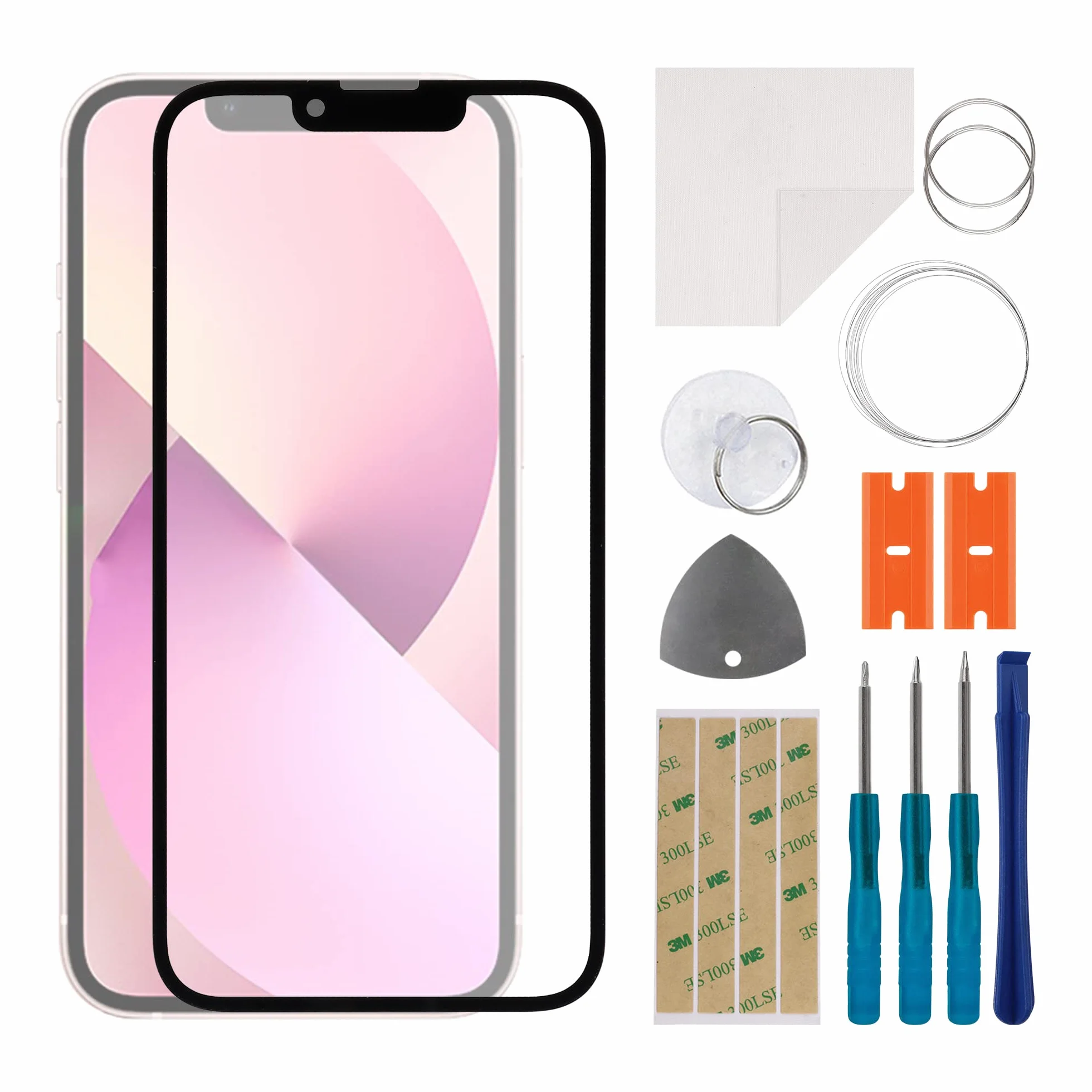 Szkło wyświetlacza szkło przednie zestaw naprawczy kompatybilny z iPhone 13 wraz z zestawem narzędzi