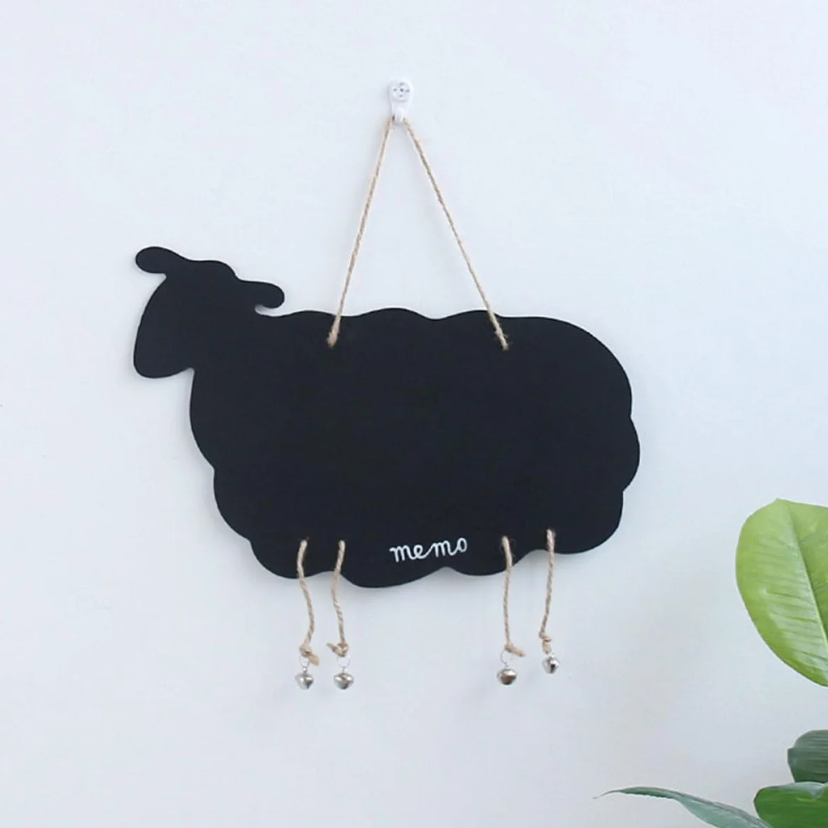 Sewroro Tableau Noir Suspendu en Bois Double Face Motif Mouton Panneau Décoratif Mural pour Maison