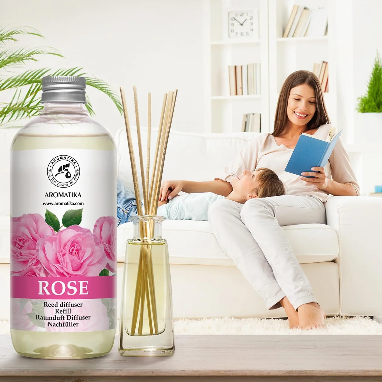 Diffuseur Parfum de Rose 500ml Recharge - Aromathérapie Ambiance Spa Bain