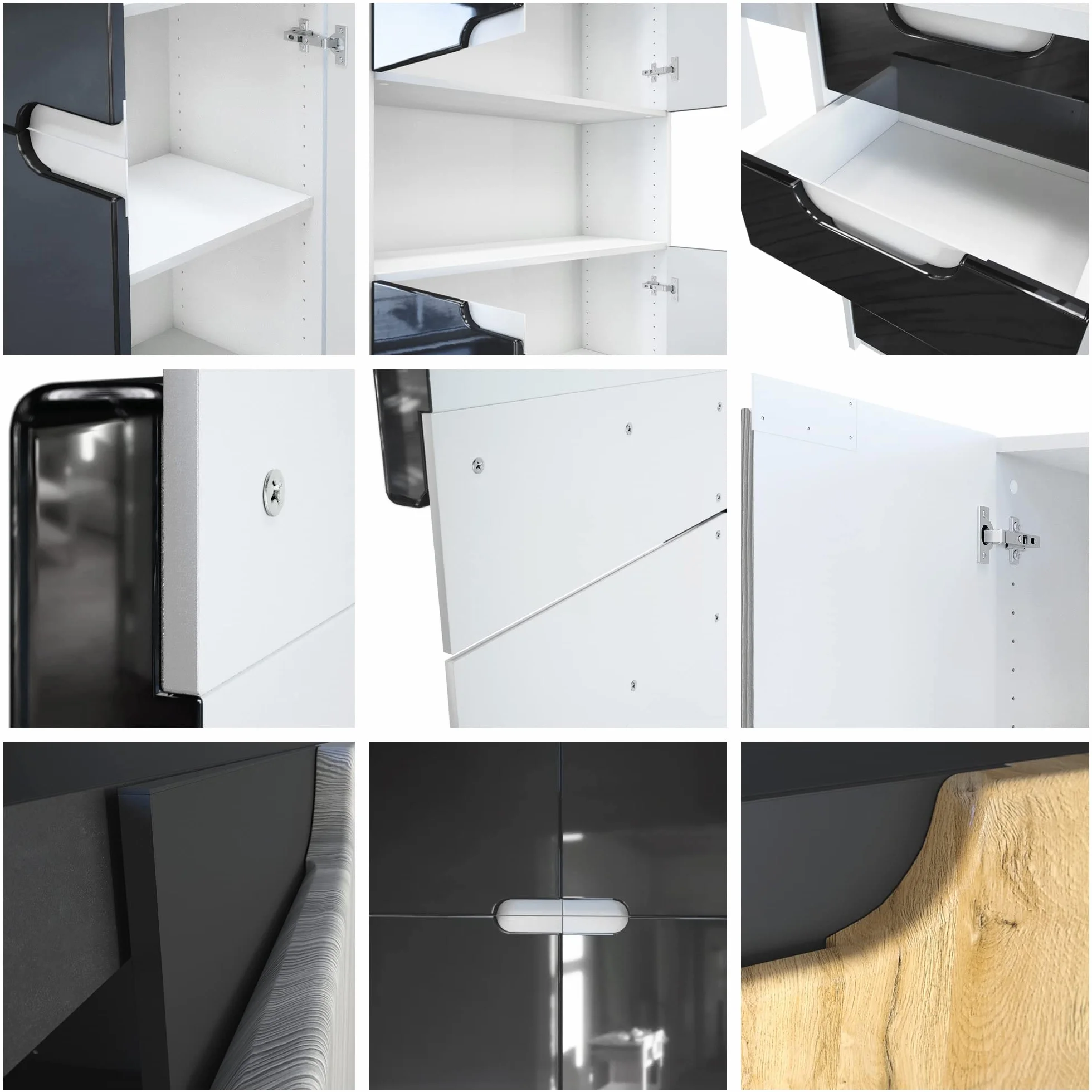 Vladon Ensemble de Meubles de Bureau Armoire Commode Rangement Logan, Blanc Mat/Gris Clair satiné