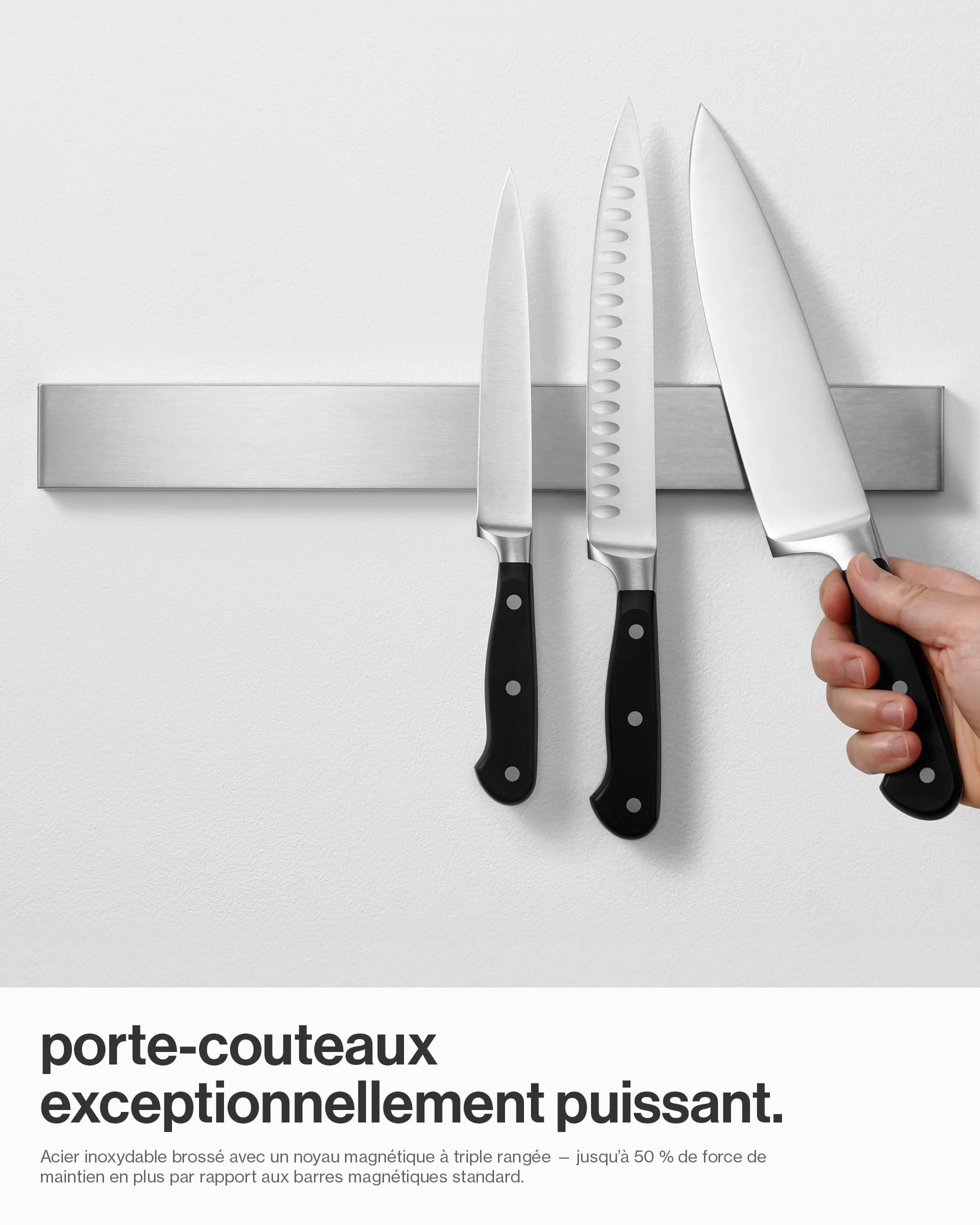 LARHN Porte Couteaux Aimanté 40 cm Acier Inoxydable Barre Aimantée pour Couteaux Cuisine