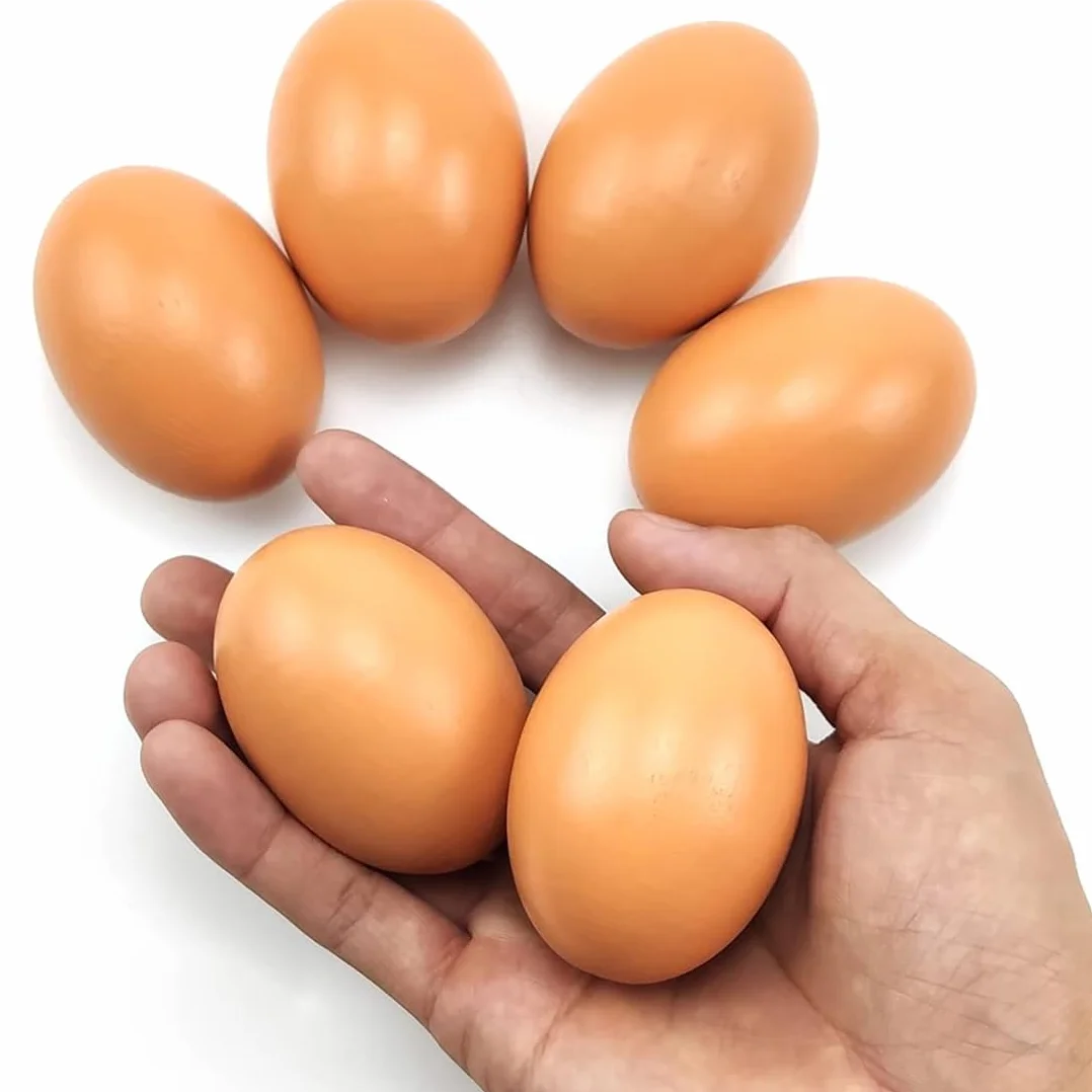 Œufs artificiels en bois lot de 6 pour poules, œufs décoratifs à peindre Pâques