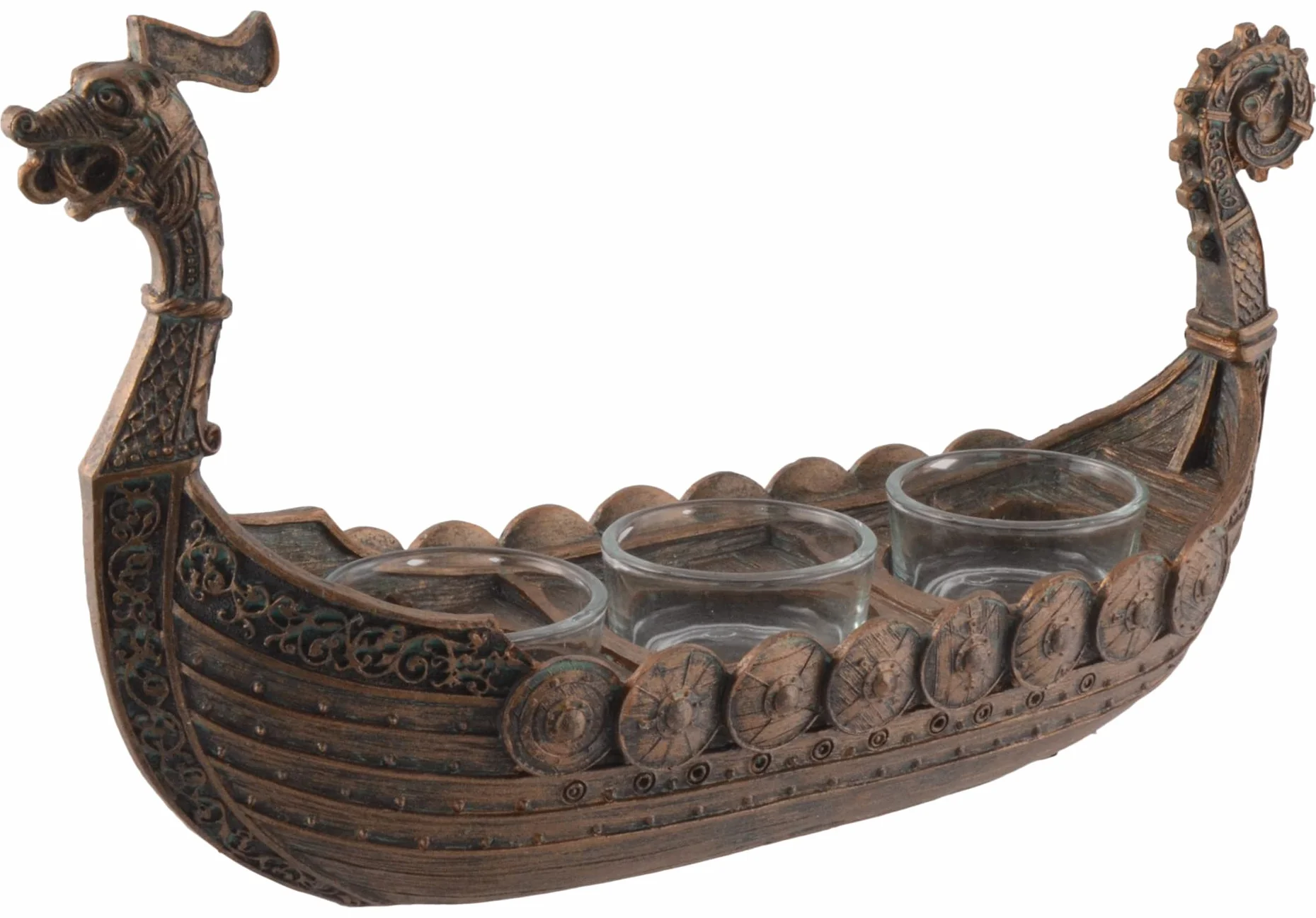 Drakar - Porte-bougies nordique (3 unités), design de bateau viking