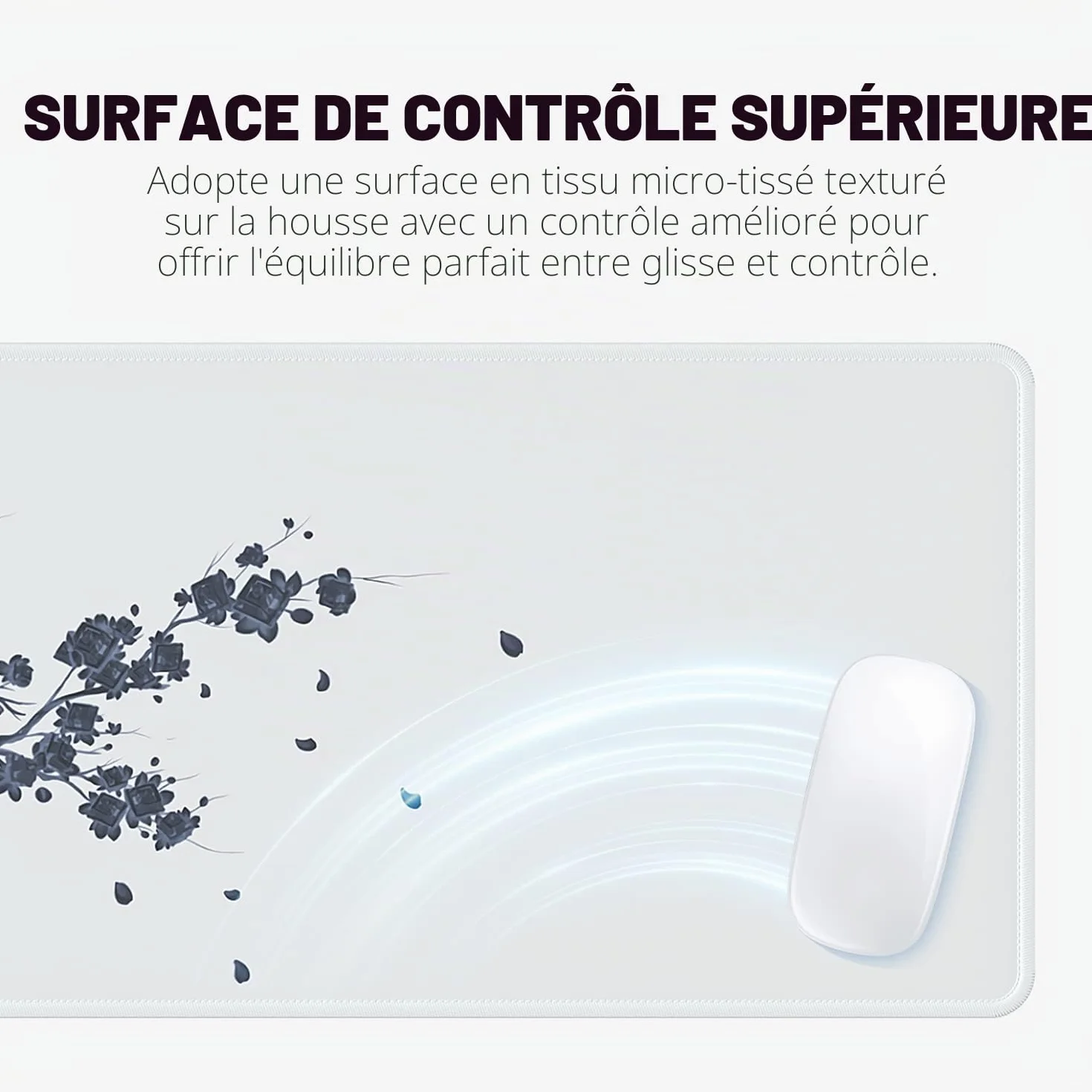 EFISH Tapis de Souris 800x300x3 mm Grand Allongé Bords Cousus Base Antidérapante Tapis de Jeu Gris Bleuâtre