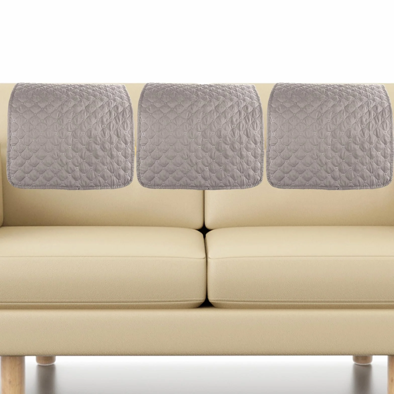 Lot de 3 Housse Appui Tete Canape 57 x 38 cm Polyester Anti-Rayures Anti-Taches Gris
