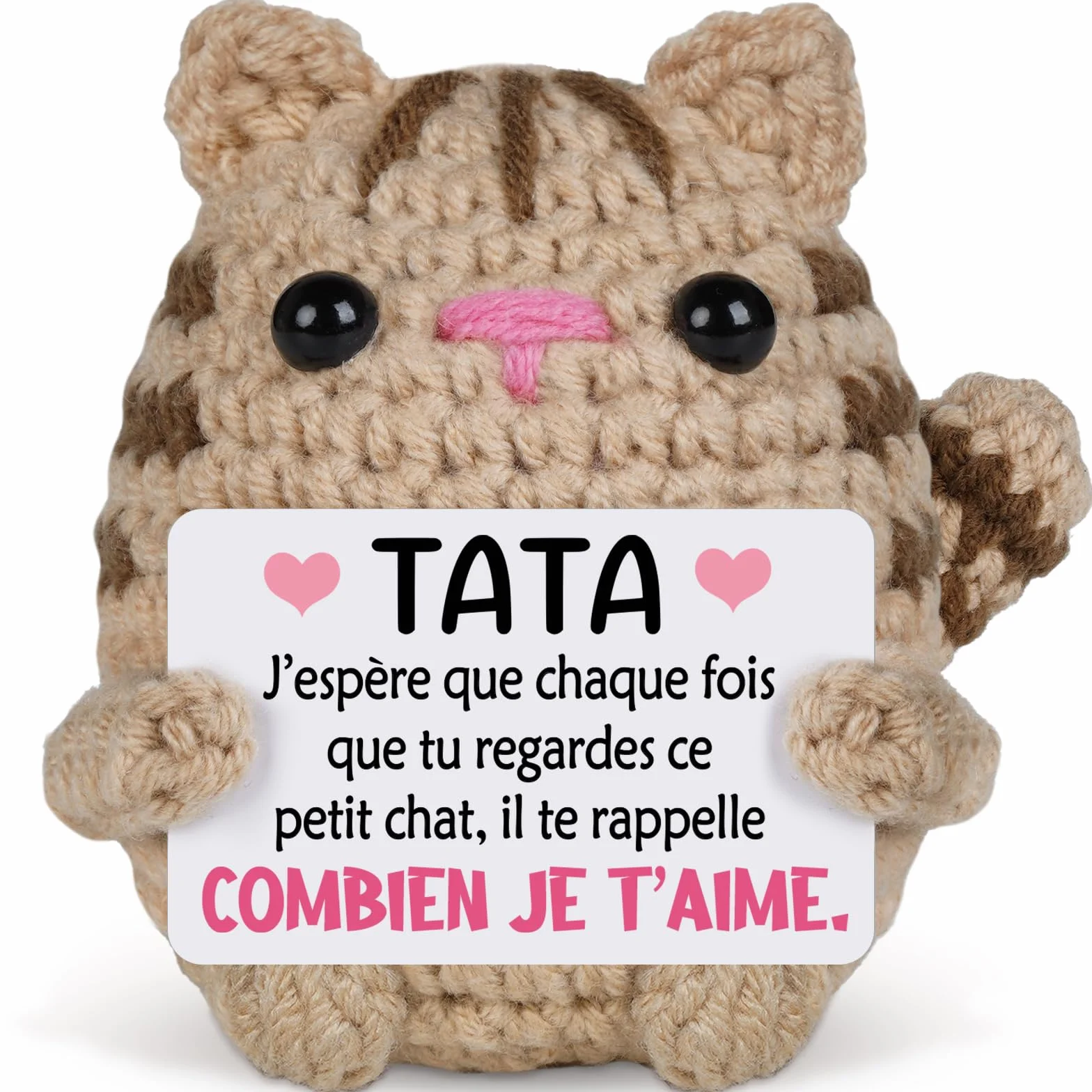 Chaton au Crochet Cadeau Tata Anniversaire Original Fête des Mères Noël