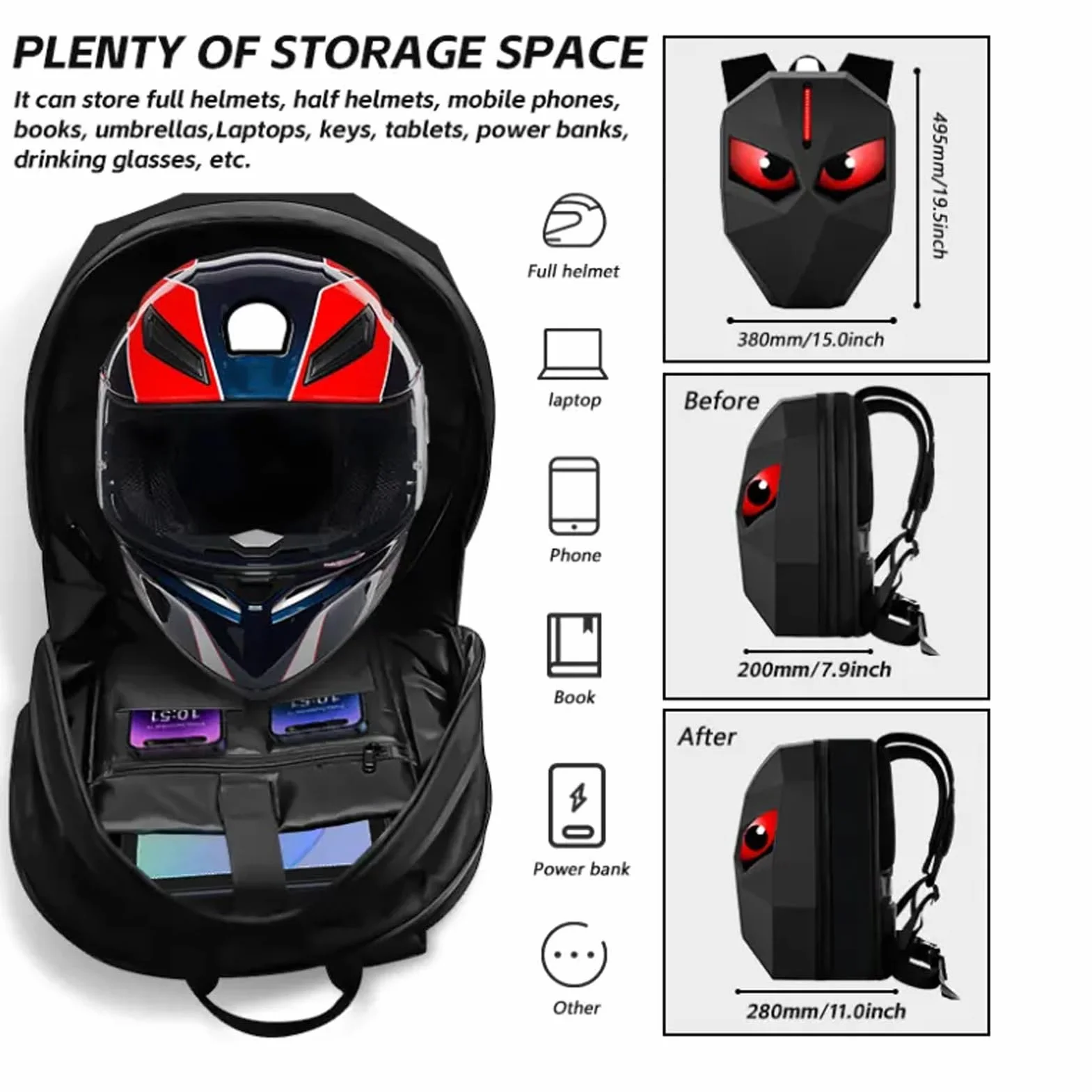 Plecak LED Motocyklowy, Plecak Knight -backpack, Plecak LED z Programowalnym Majsterkowaniem