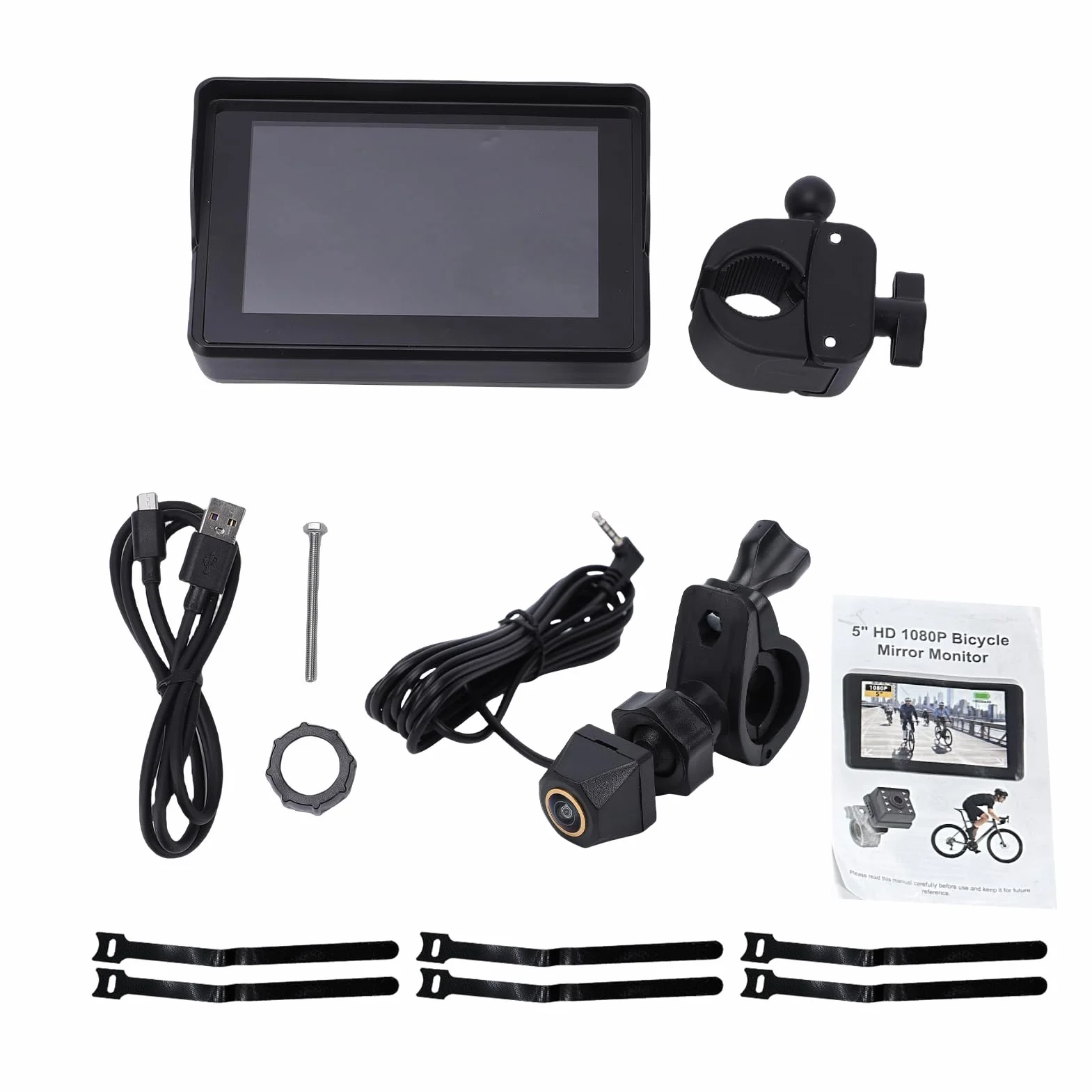 Shkalacar Rowerowa kamera cofania, kamera 1080P z 5-calowym monitorem, noktowizorem, szerokim kątem widzenia 110° do rowerów górskich, rowerów górskich