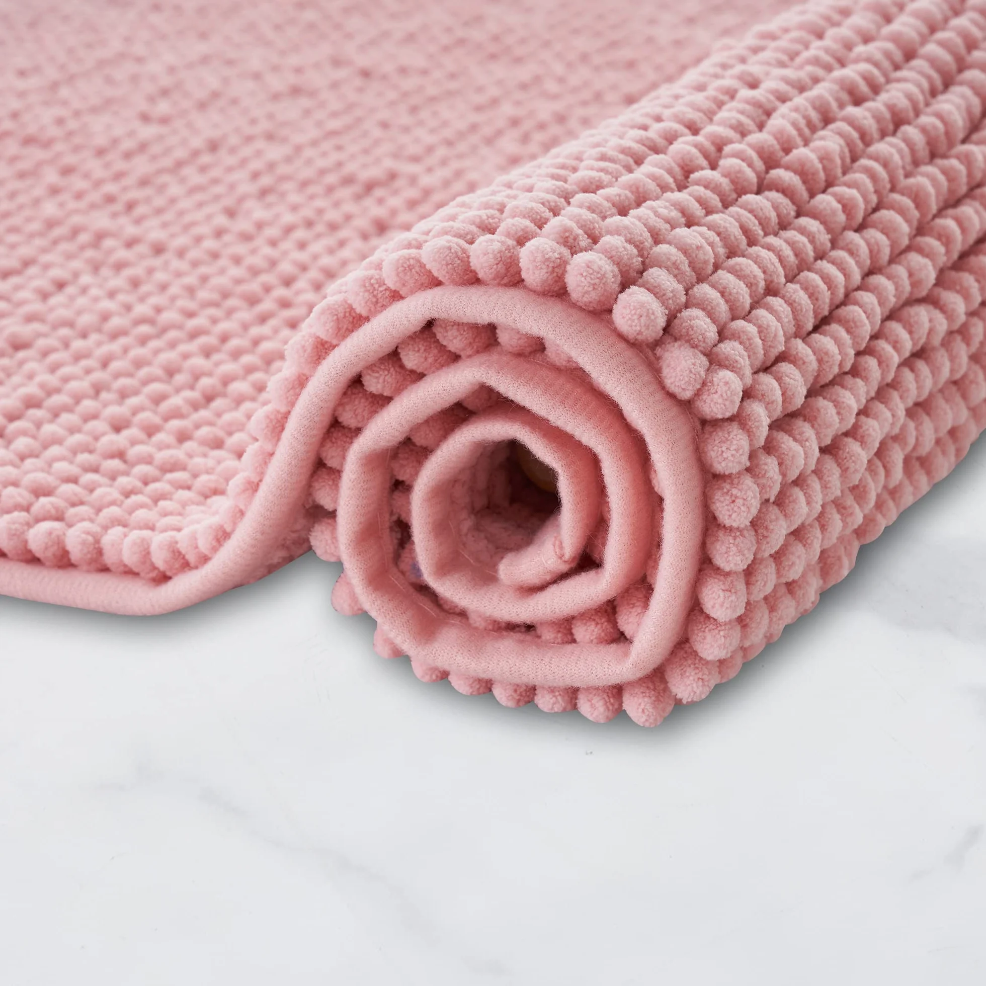 Decomira Tapis de Bain Antidérapant en Chenille 40x60 cm Rose Lavable en Machine Super Absorbant