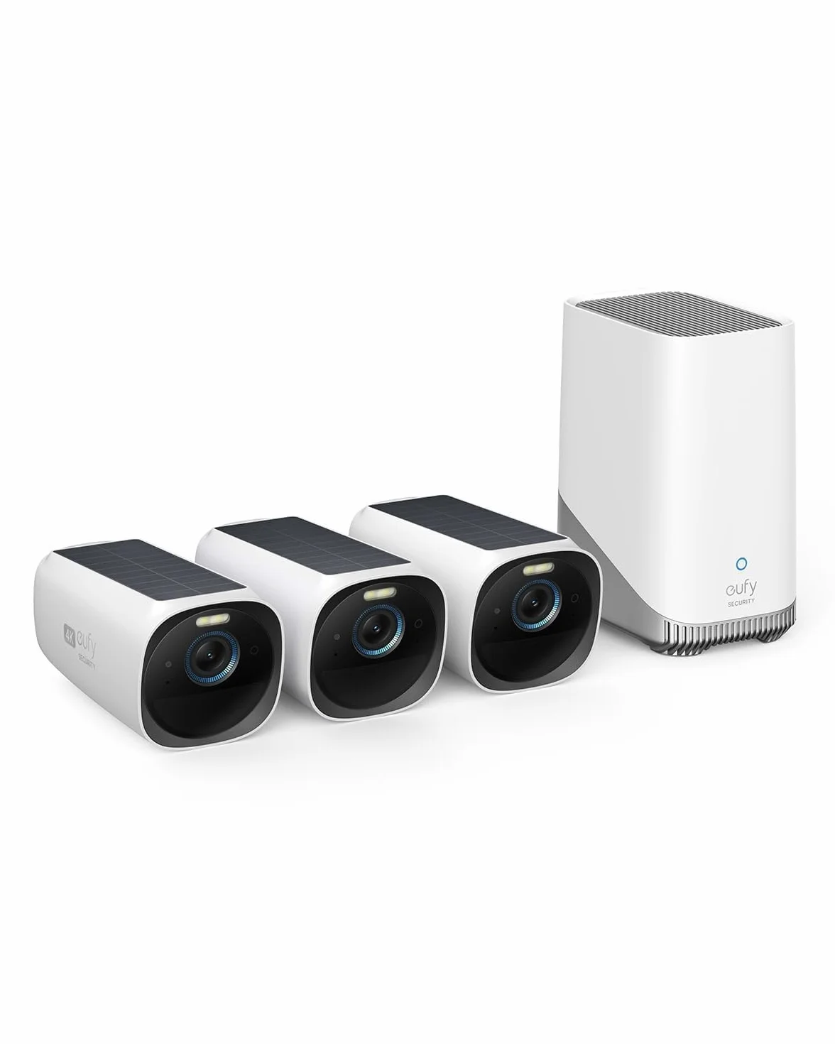 Kamera bezpieczeństwa eufy S330 Zestaw kamer eufyCam 3, bezprzewodowa zewnętrzna, kamera 4K ze zintegrowanym panelem słonecznym, Forever Power, rozpoznawanie twarzy AI(odnowiona)