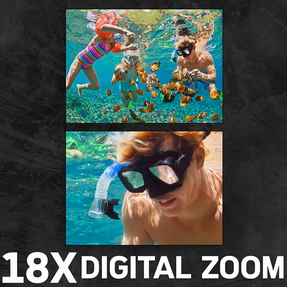 AGFA Realimove CC4000W - wodoodporna kamera 4K, 3-calowy ekran dotykowy, 18-krotny zoom cyfrowy, wideo 2,7K, zdjęcie 24 MP, pilot zdalnego sterowania, wiele trybów nagrywania, bateria litowa - czarna