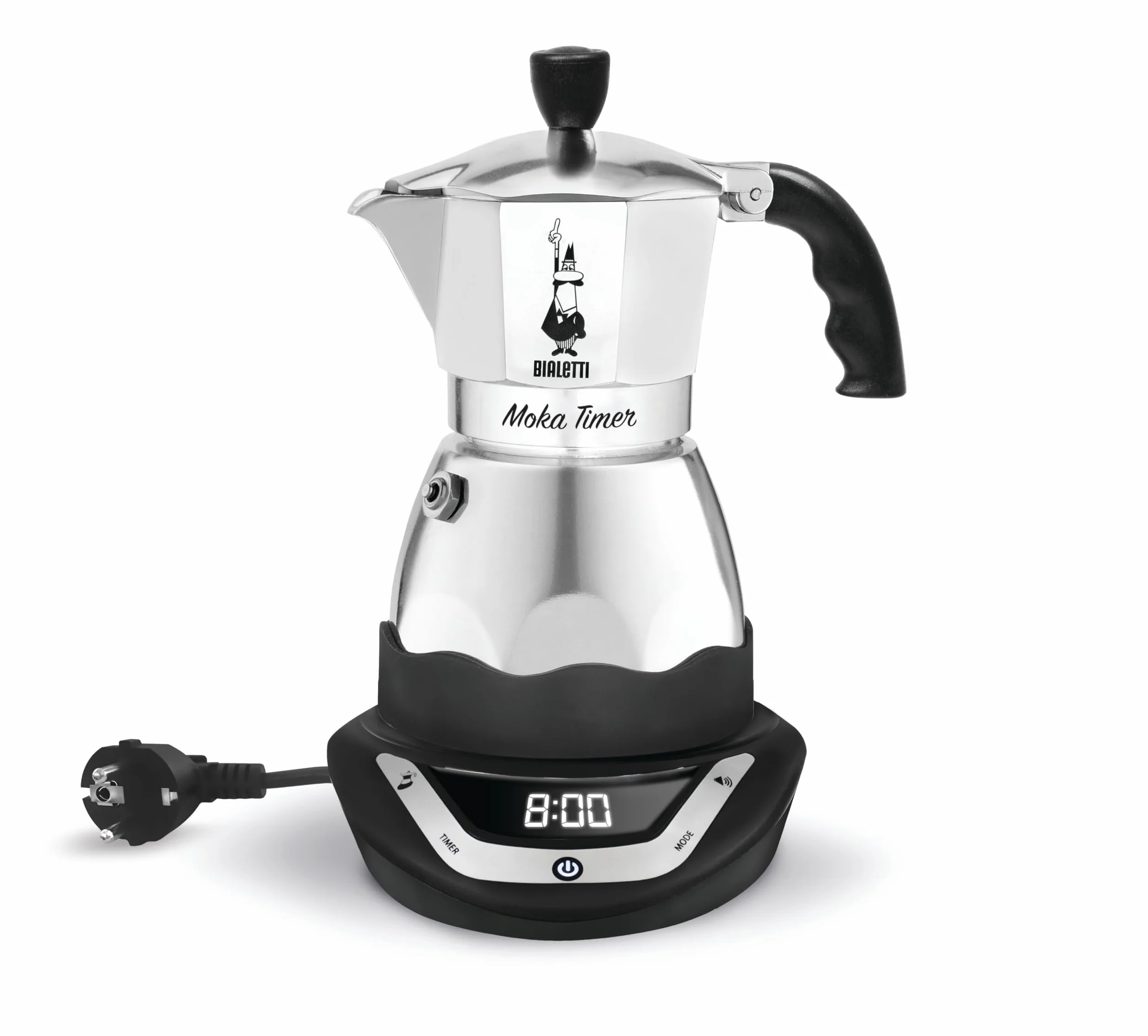 Bialetti - 6093 - Easy Timer - Cafetière Italienne Electrique en Inox - 6 Tasses - Noir/Gris - 270 ml