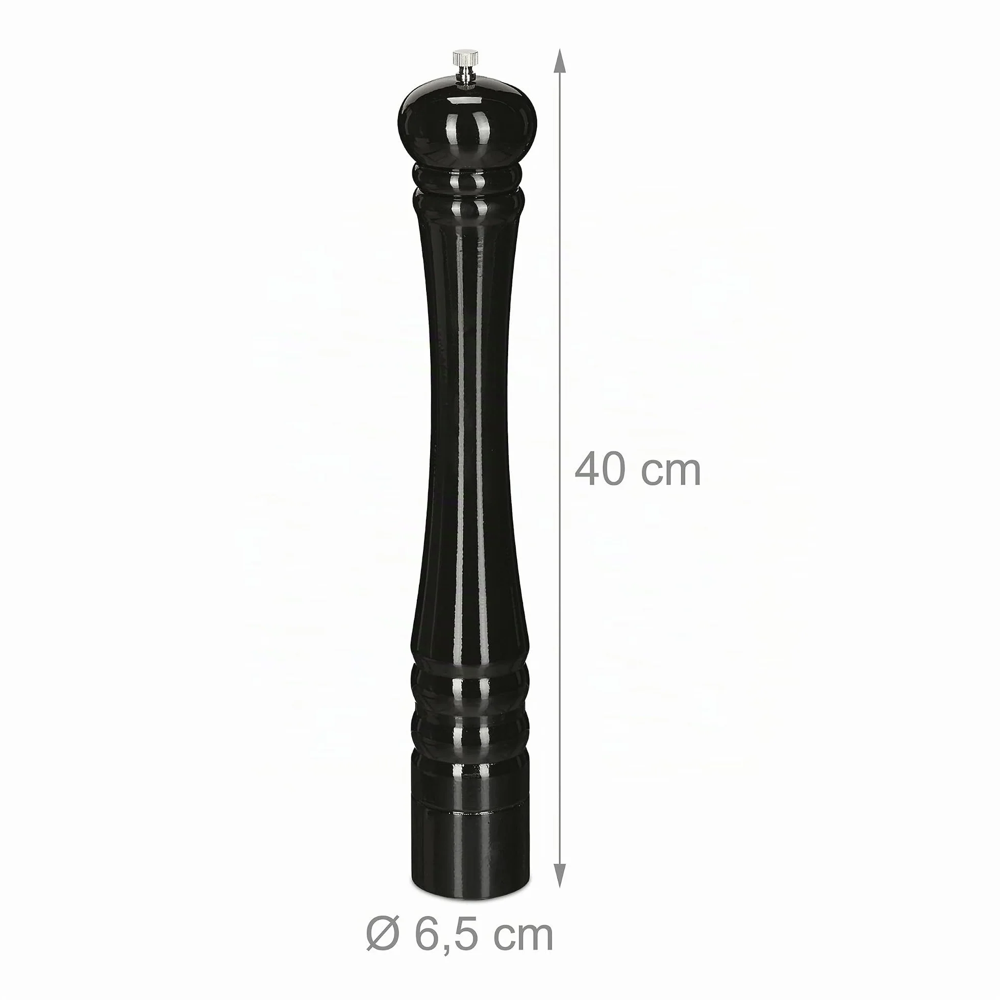 Relaxdays Salière et poivrière, Lot de 2, 40 cm, Moulin en Bois, Manuel, Moulin avec broyeur en céramique, Noir/Blanc