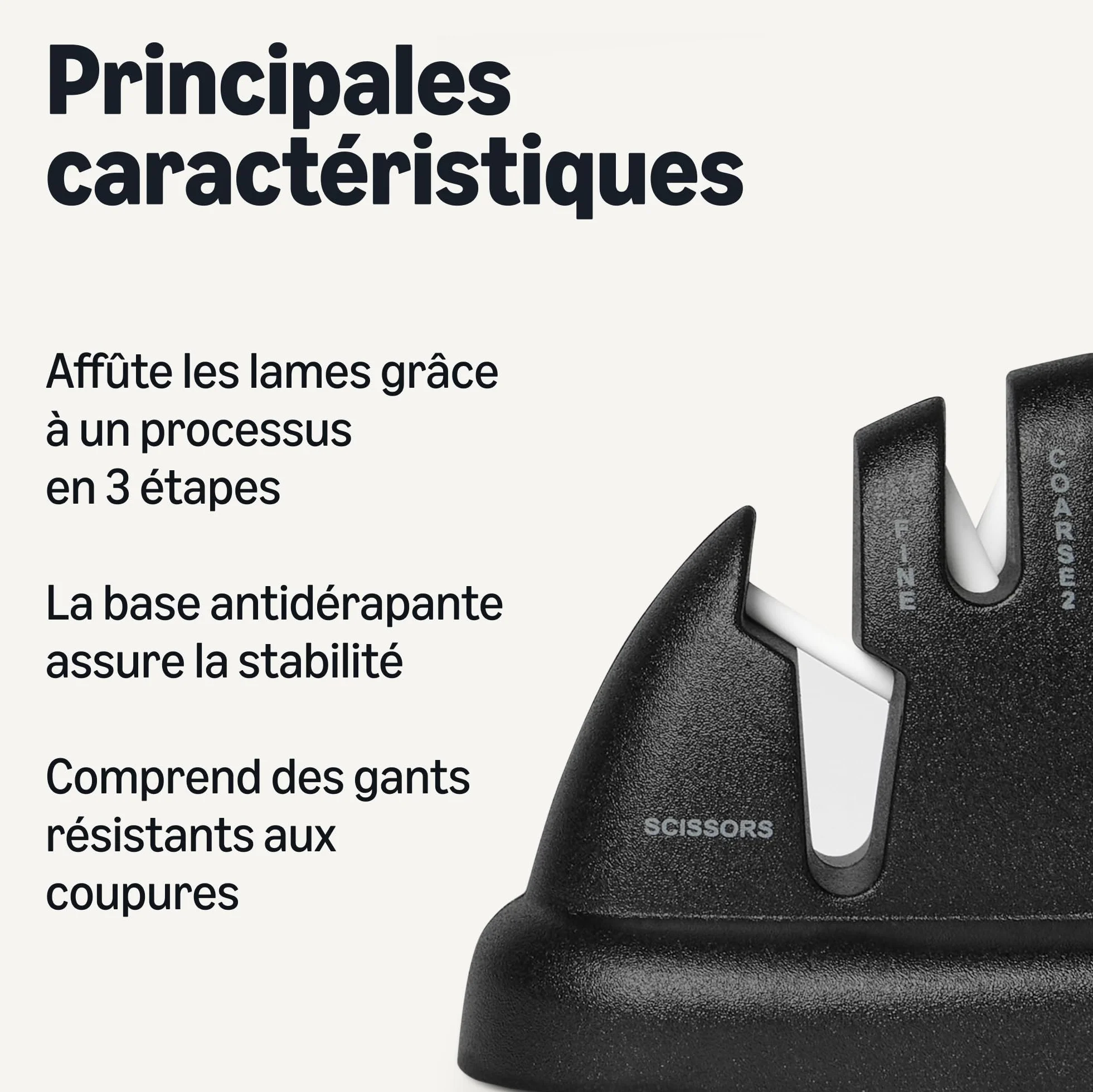 Amazon Basics Aiguiseur de Couteaux 4 en 1, Base Antidérapante, Gant de Sécurité