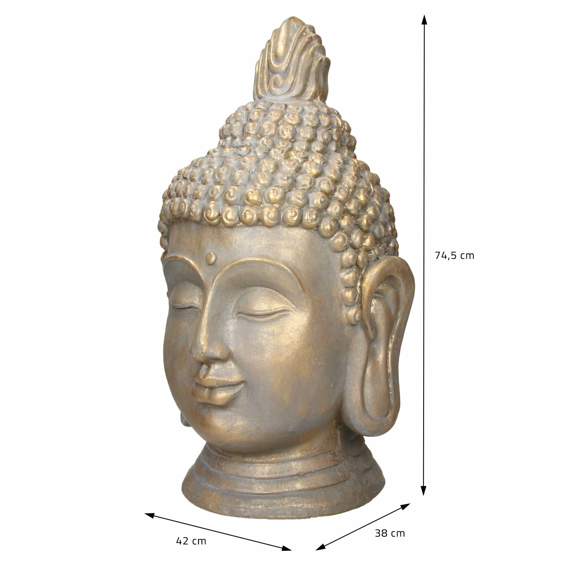 ECD Germany Statue Tête de Bouddha 74,5 cm Polyrésine Aspect Bronze Décoration Intérieur Extérieur