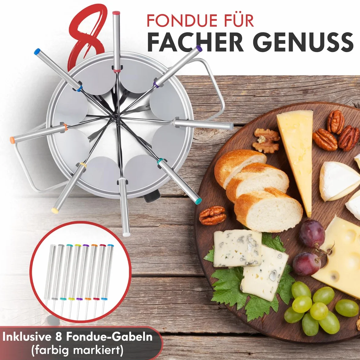 Clatronic 263981 FD 3783 Faitout électrique avec protection anti-éclaboussures amovible pour 8 personnes avec code couleur Capacité max. 1,2 l/1400 W Acier inoxydable