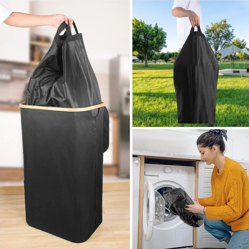 Poubelle tri selectif 100l avec couvercle et sac à main noir