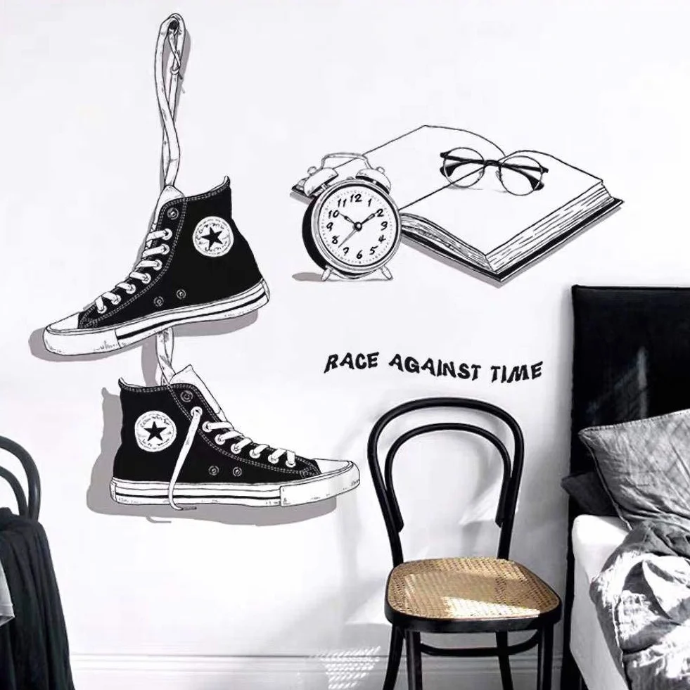 Naklejki ścienne CHUCKS noir 90x131 cm dla nastolatków dekoracja pokoju