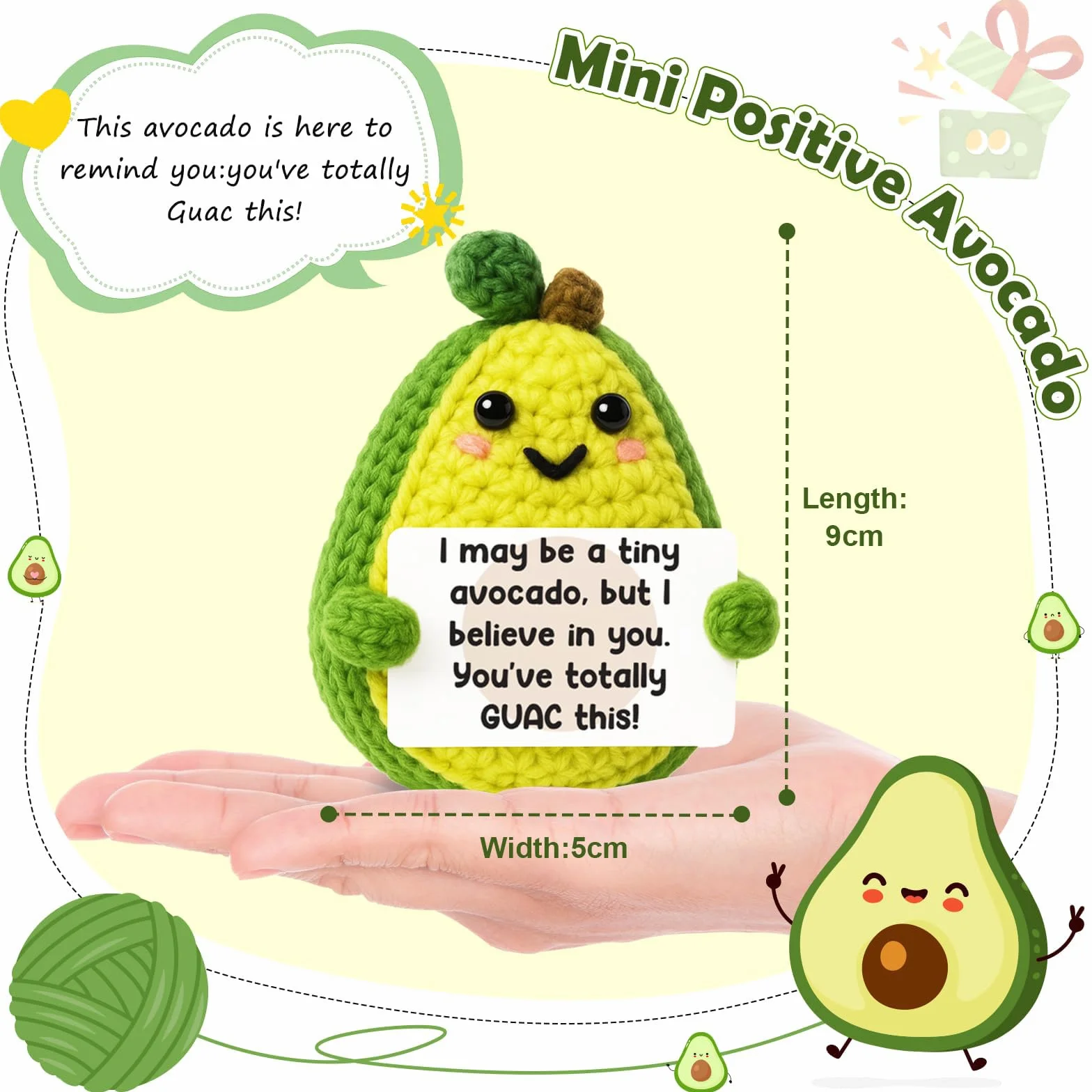 Avocat Cadeau Soutien Émotionnel Câlin de Poche Crochet Positif Cadeaux de Noël pour Femmes Hommes